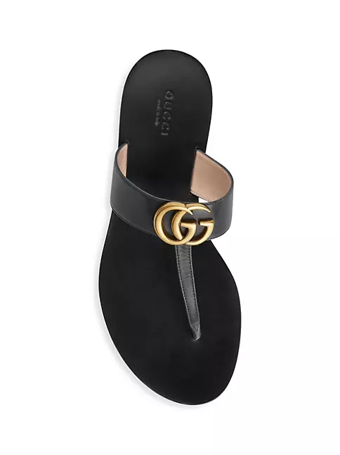 Shop GUCCI 2018-19FW Leather Thong Sandal With Double G (497444