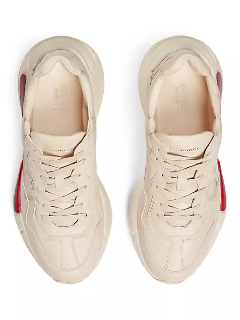Vintage 1980s GUCCI 1984 White Leather Lace up Tennis SHOES 