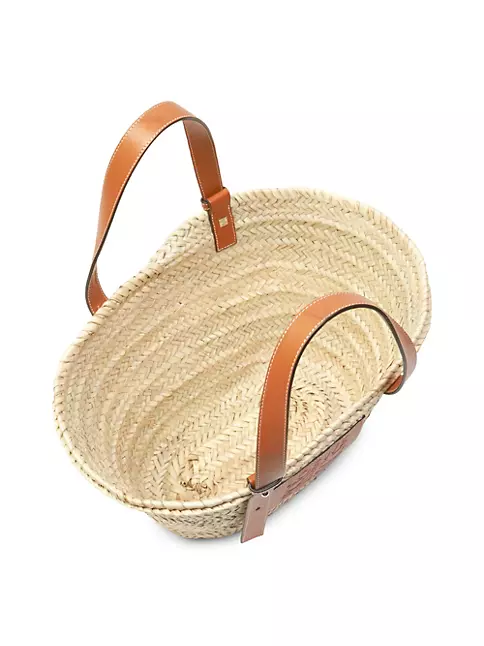 Medium Leather Trimmed Basket Tote in Neutrals - Loewe