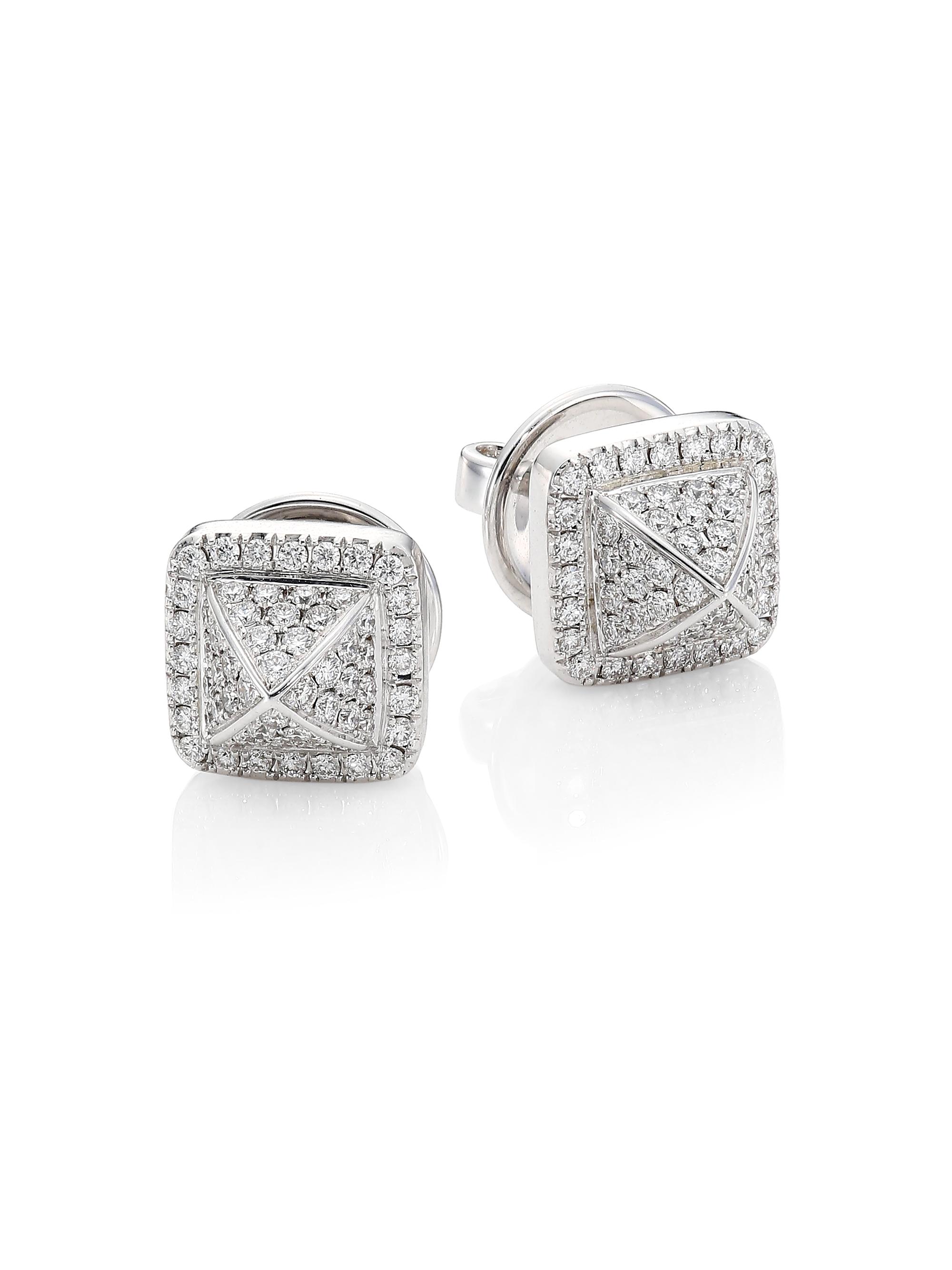 Marli Women's Cleo By  18K White Gold Stud Diamond Earrings - Diamond