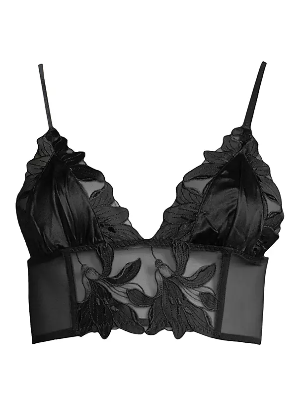 Shop Fleur du Mal Lily Embroidered Long Lined Triangle Bra