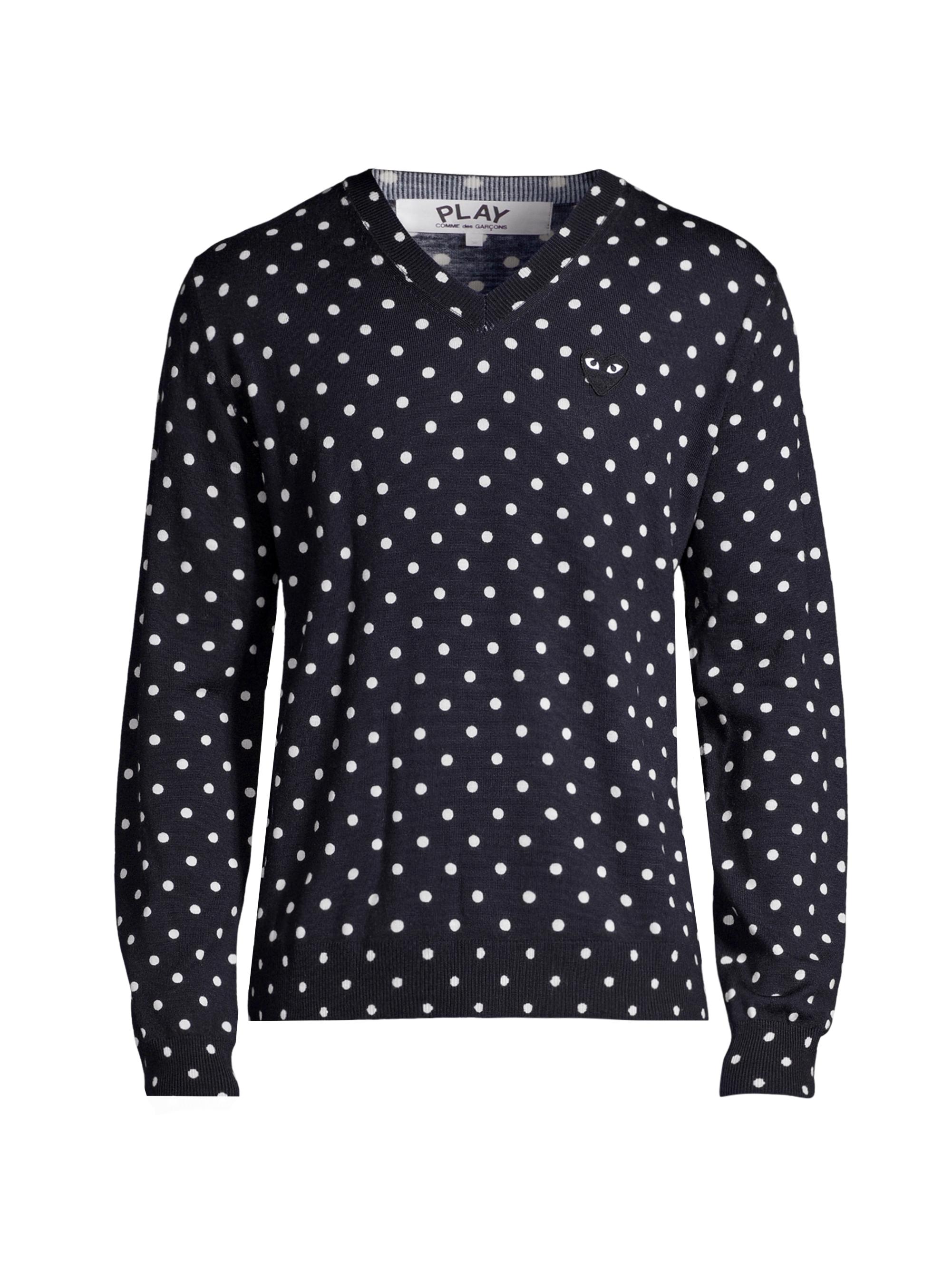 Comme des Garçons PLAY Men's Polka Dot Wool Sweater - Merlot - Women's Clothing