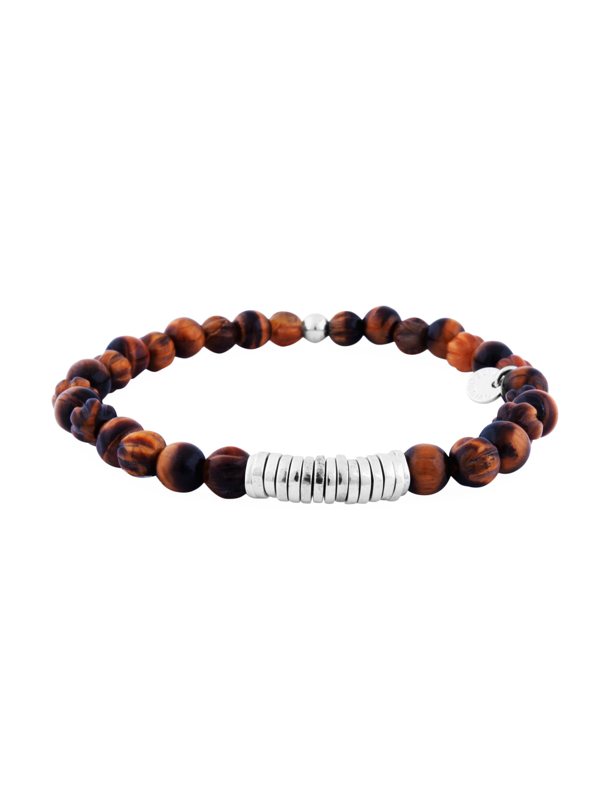 Tateossian Men's Sterling Silver & Tiger's Eye Beaded Bracelet - Tiger Eye
