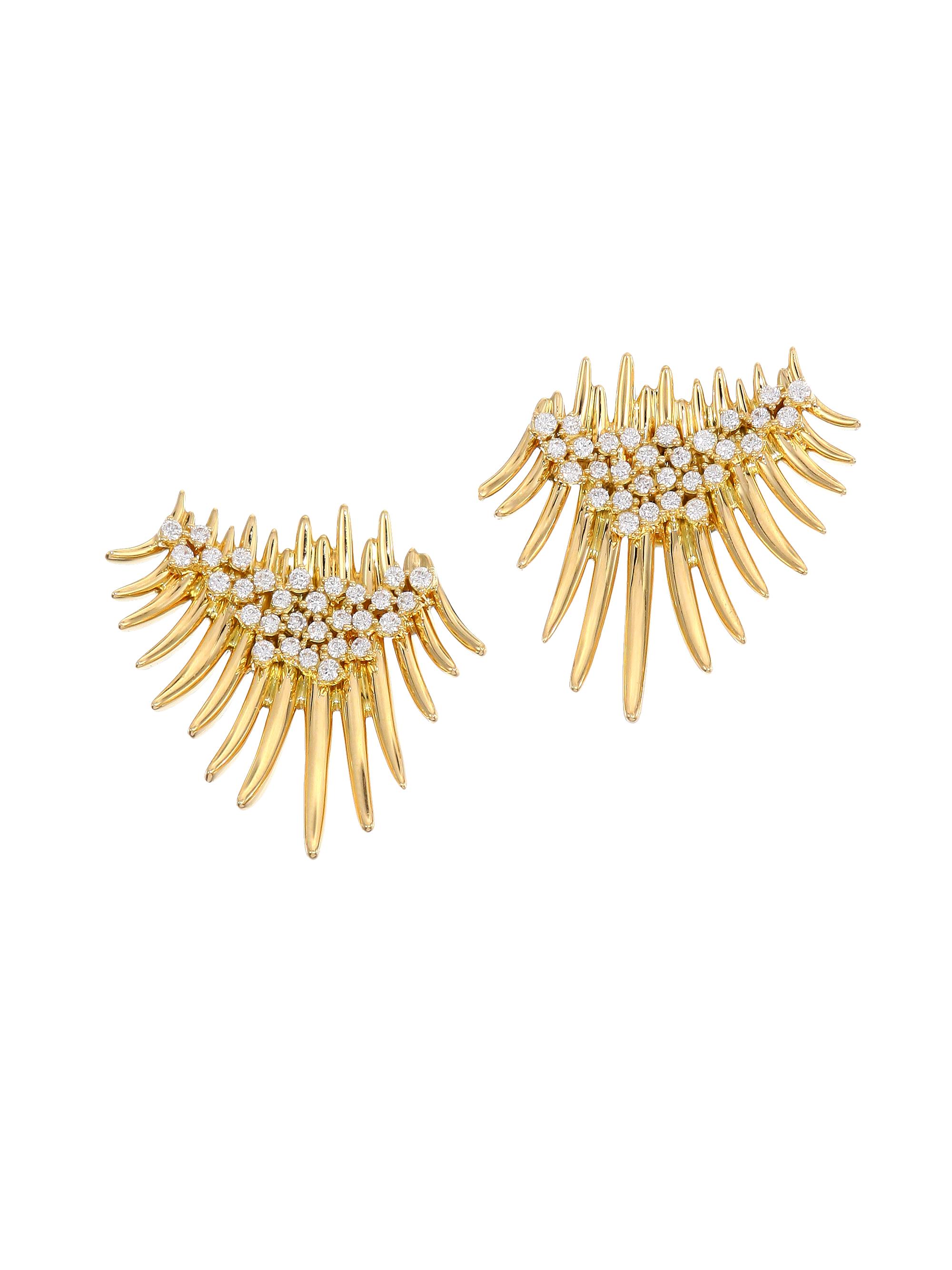 Hueb Women's Tribal 18K Yellow Gold & Diamond Fan Spike Earrings - Gold