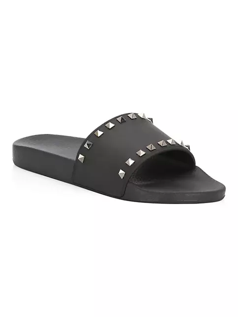 Rockstud Flat Rubber Sandal for Woman in Black