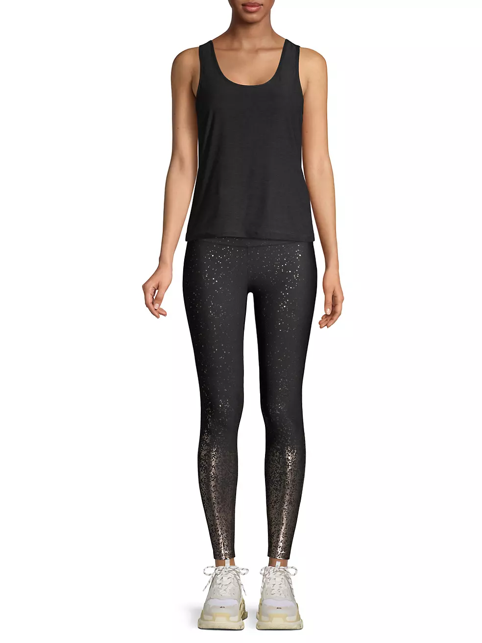 Beyond Yoga Alloy Ombre High-Waisted Midi Leggings Black Iridescent Speckle  