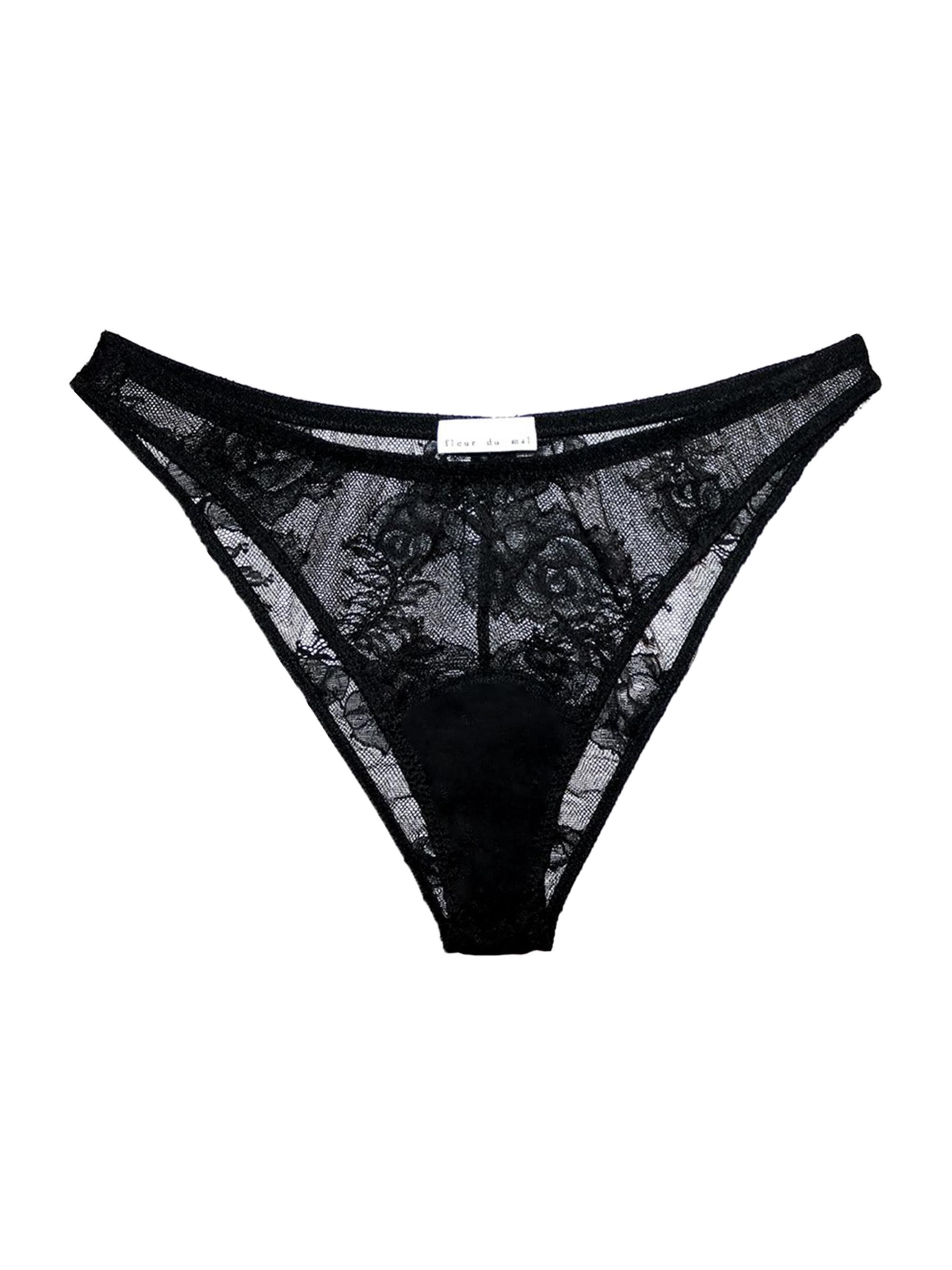 Fleur du Mal Women's Lace Cheeky Underwear - Black