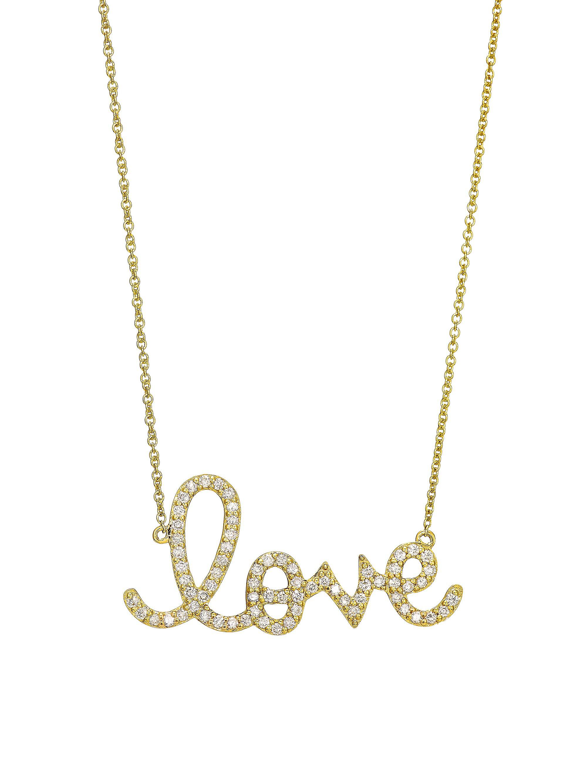 Sydney Evan Women's Diamond and 14K Yellow Gold  Love Pendant Necklace - Yellow Gold