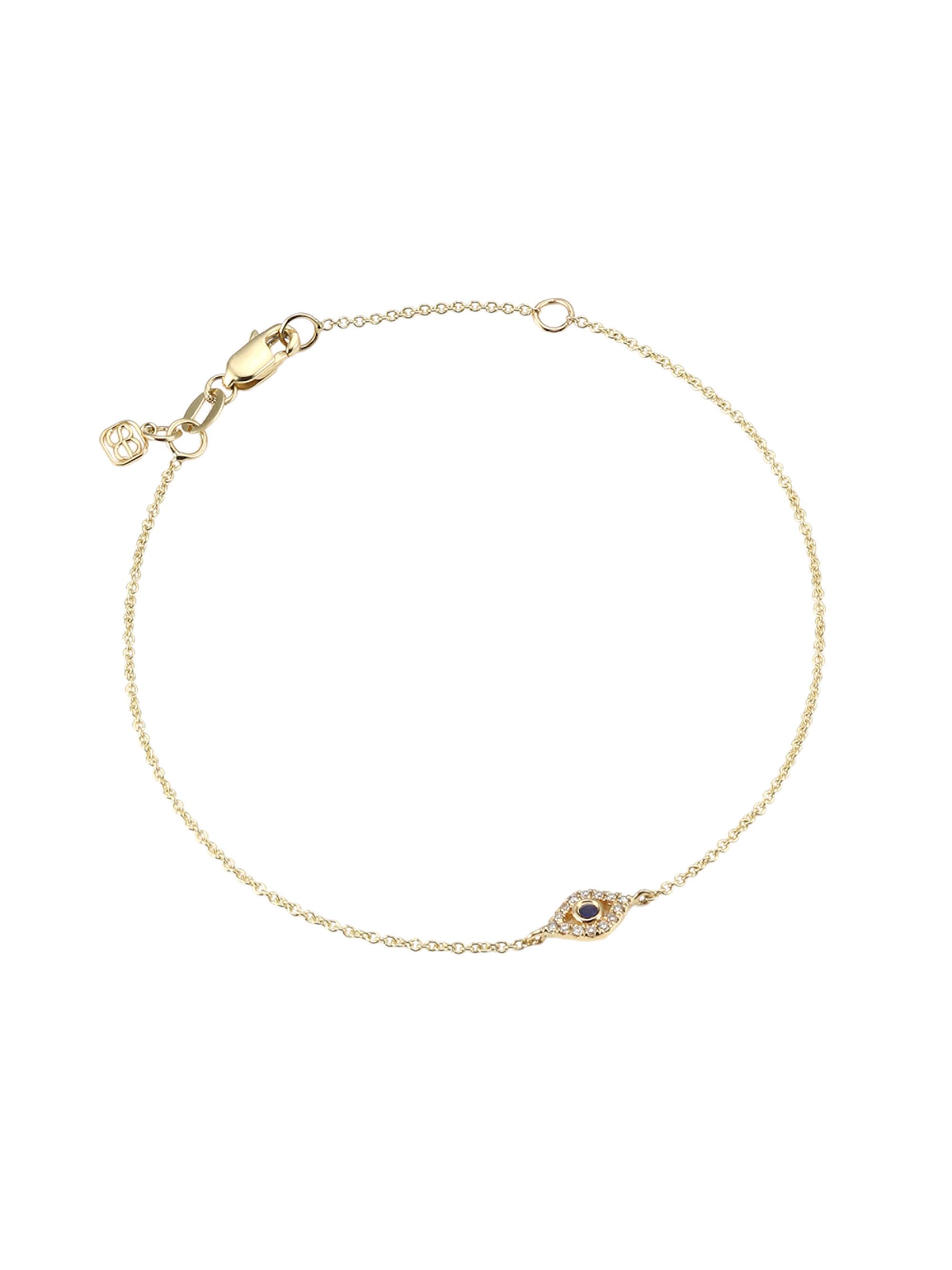 Sydney Evan Women's  14K Yellow Gold, Diamond & Sapphire Bezel Eye Bracelet