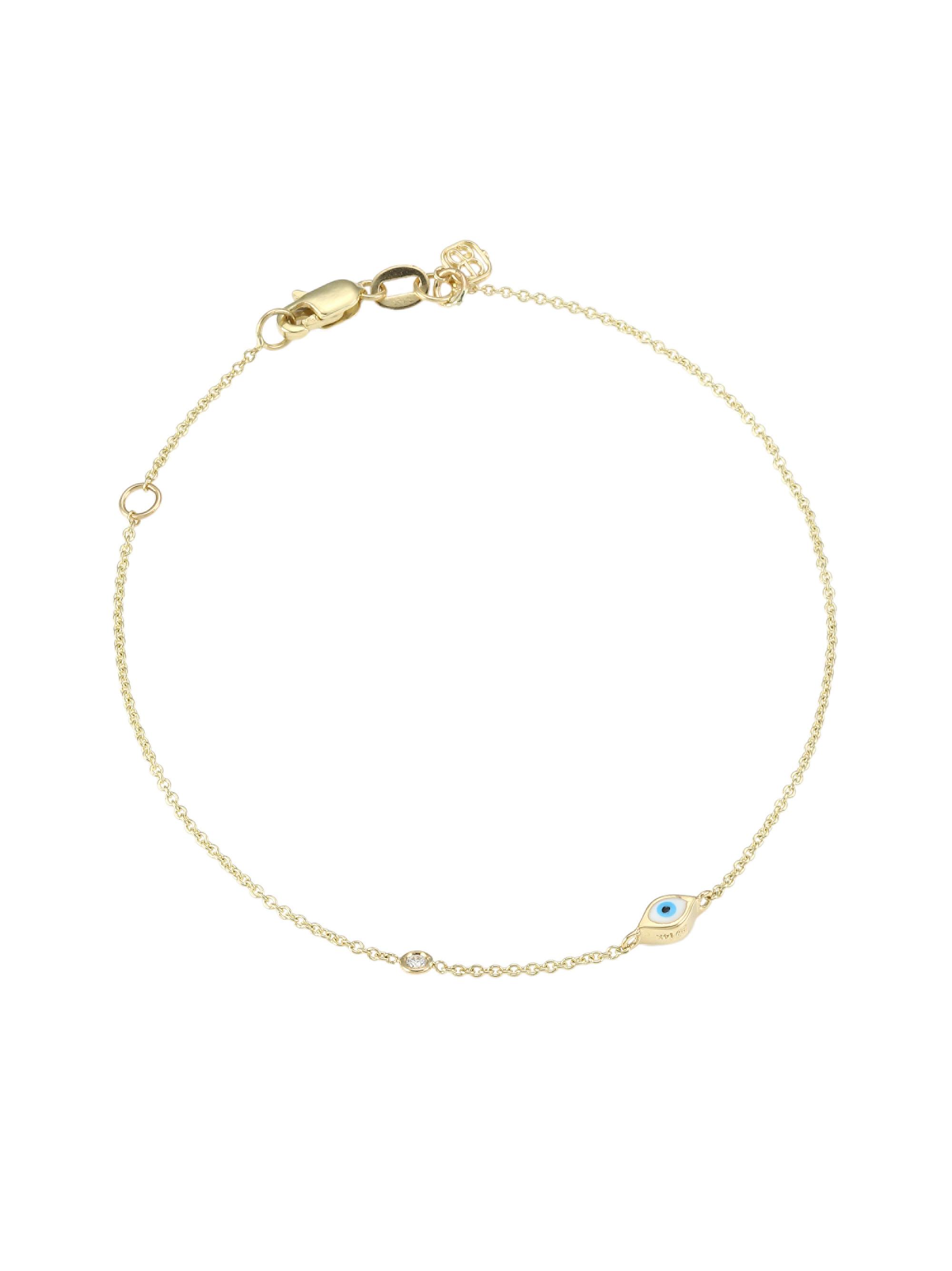 Sydney Evan Women's 14K Gold Diamond Mini Evil Eye Charm Bracelet
