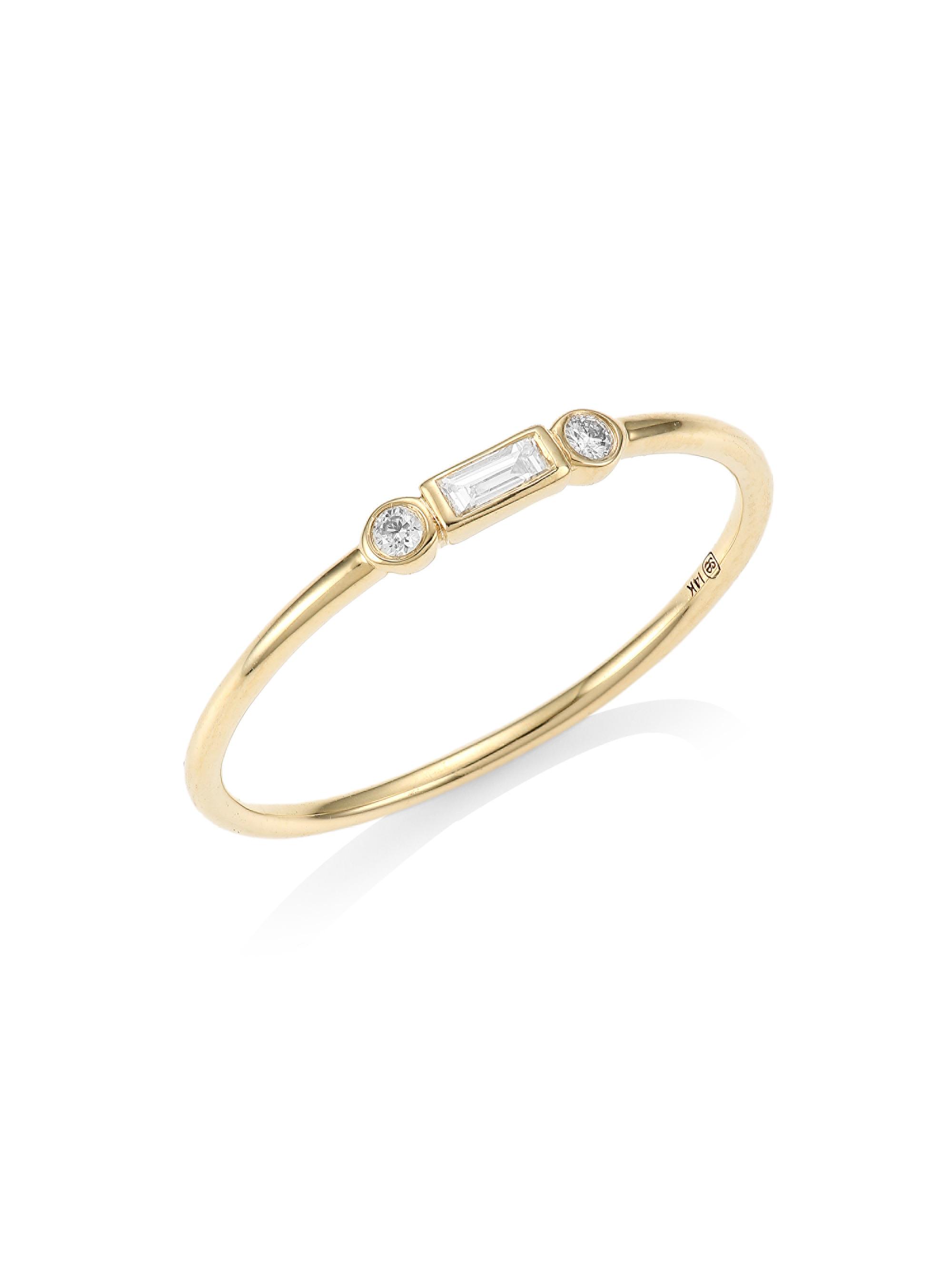 Sydney Evan Women's 14K Gold Diamond Baguette & Bezel Ring
