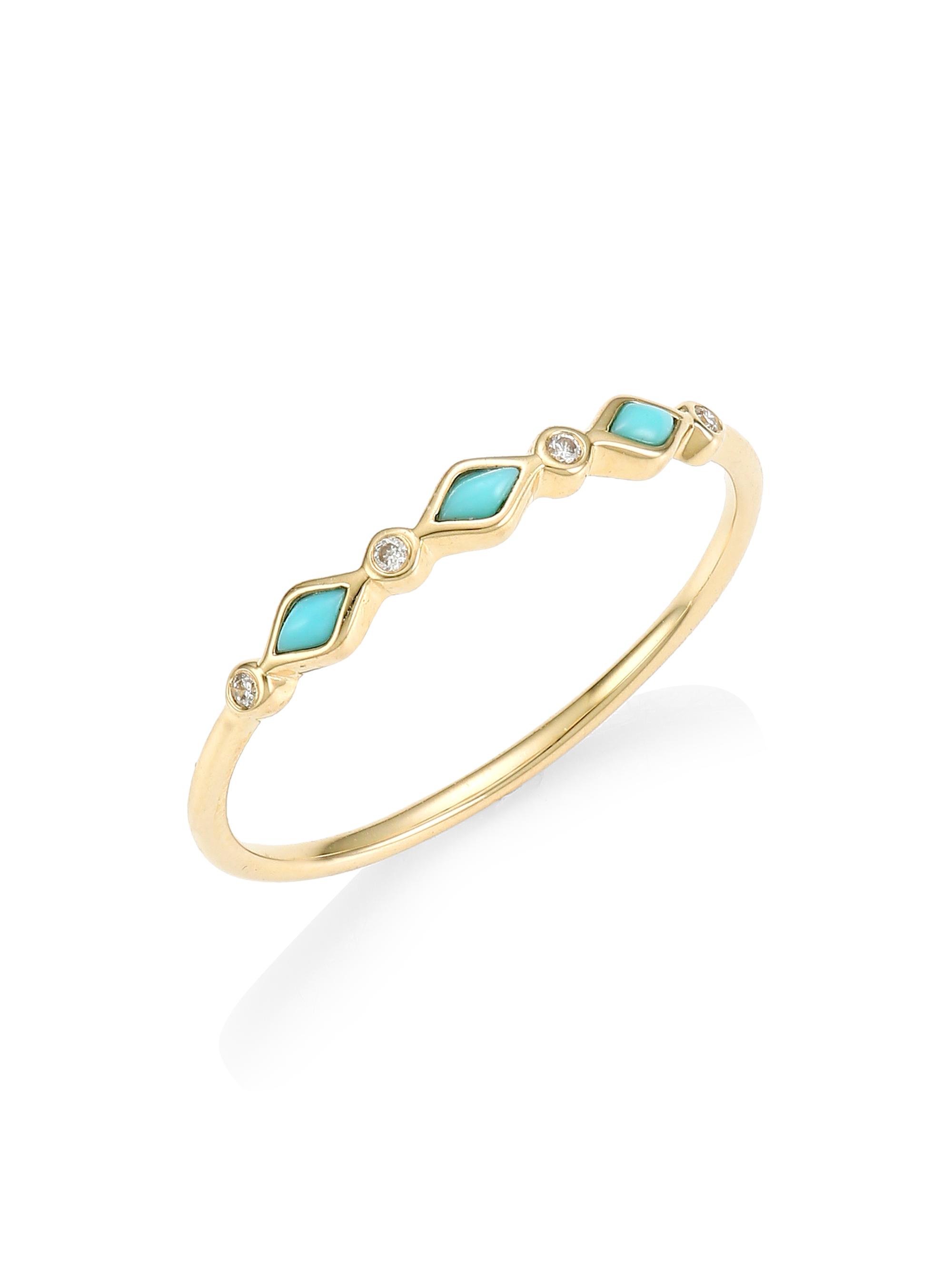 Sydney Evan Women's 14K Gold, Turquoise & Diamond Ring