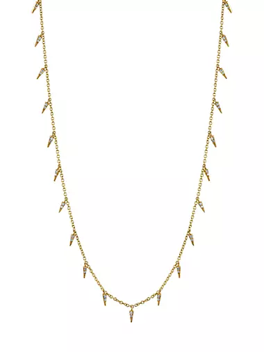 14k Yellow Gold & Diamond Small Fringe Necklace