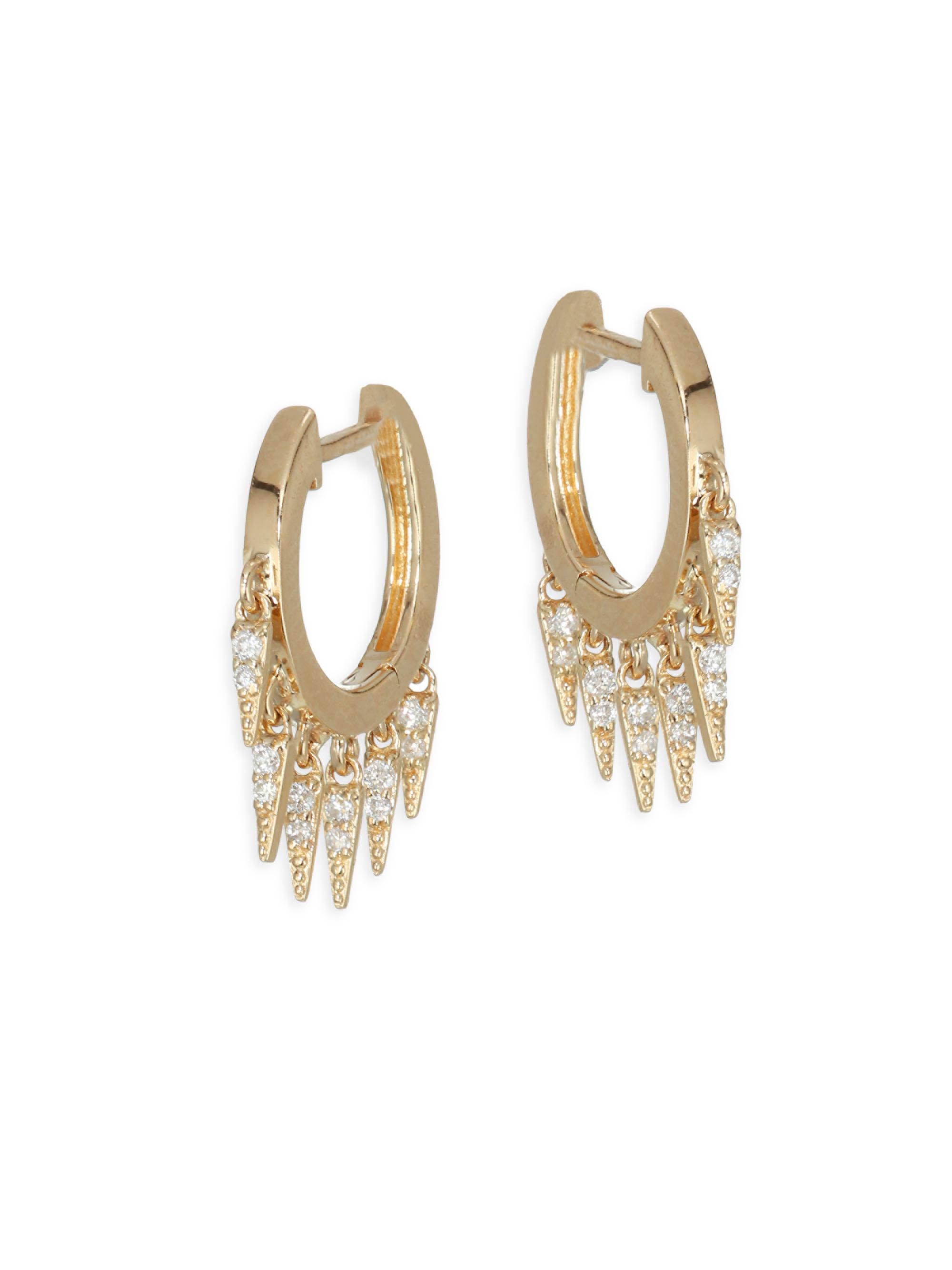 Sydney Evan Women's 14K Yellow Gold & Diamond  Fringe Hoop Earrings - Yellow Gold