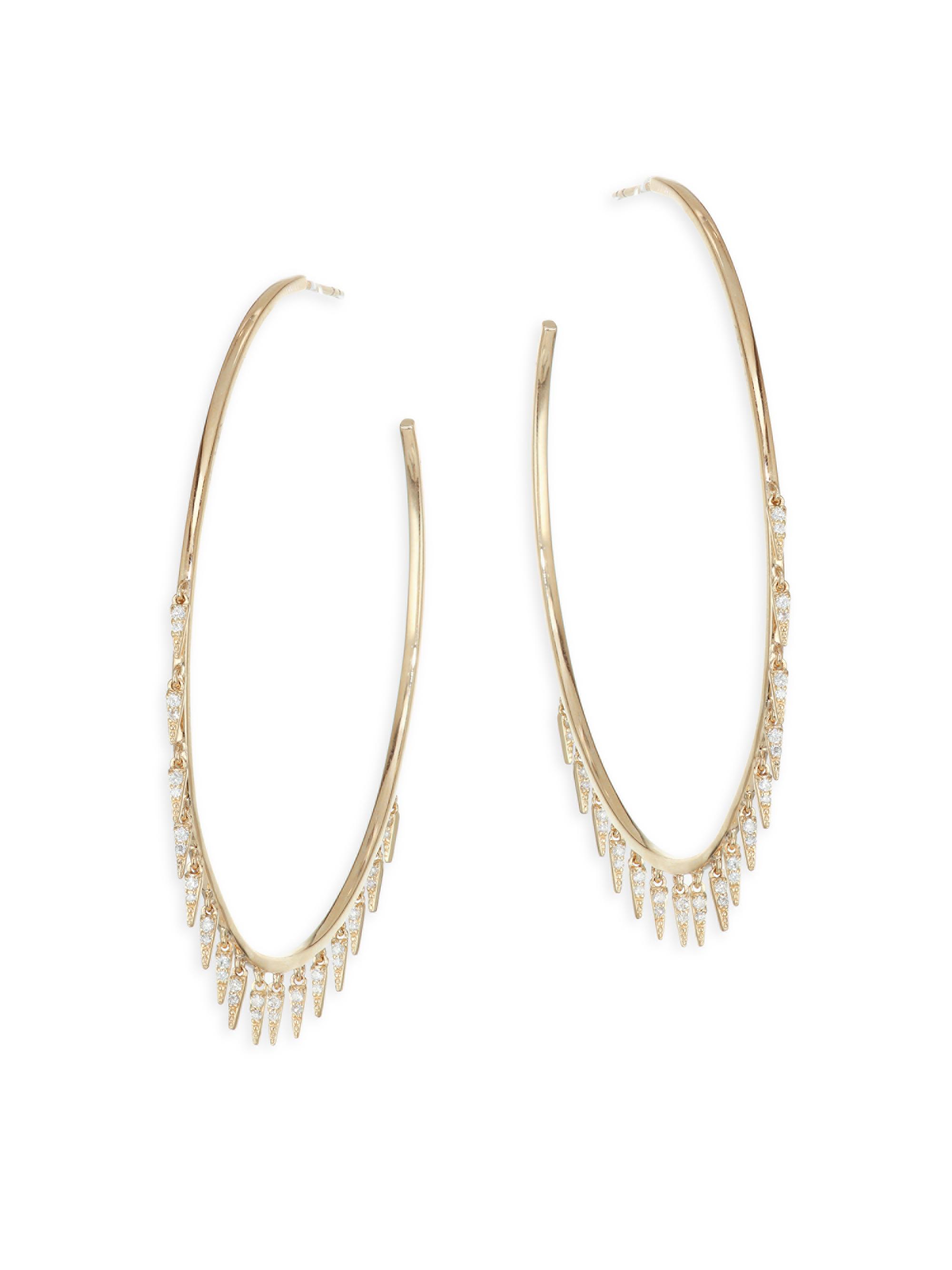 Sydney Evan Women's 14K Yellow Gold & Diamond  Fringe Hoops