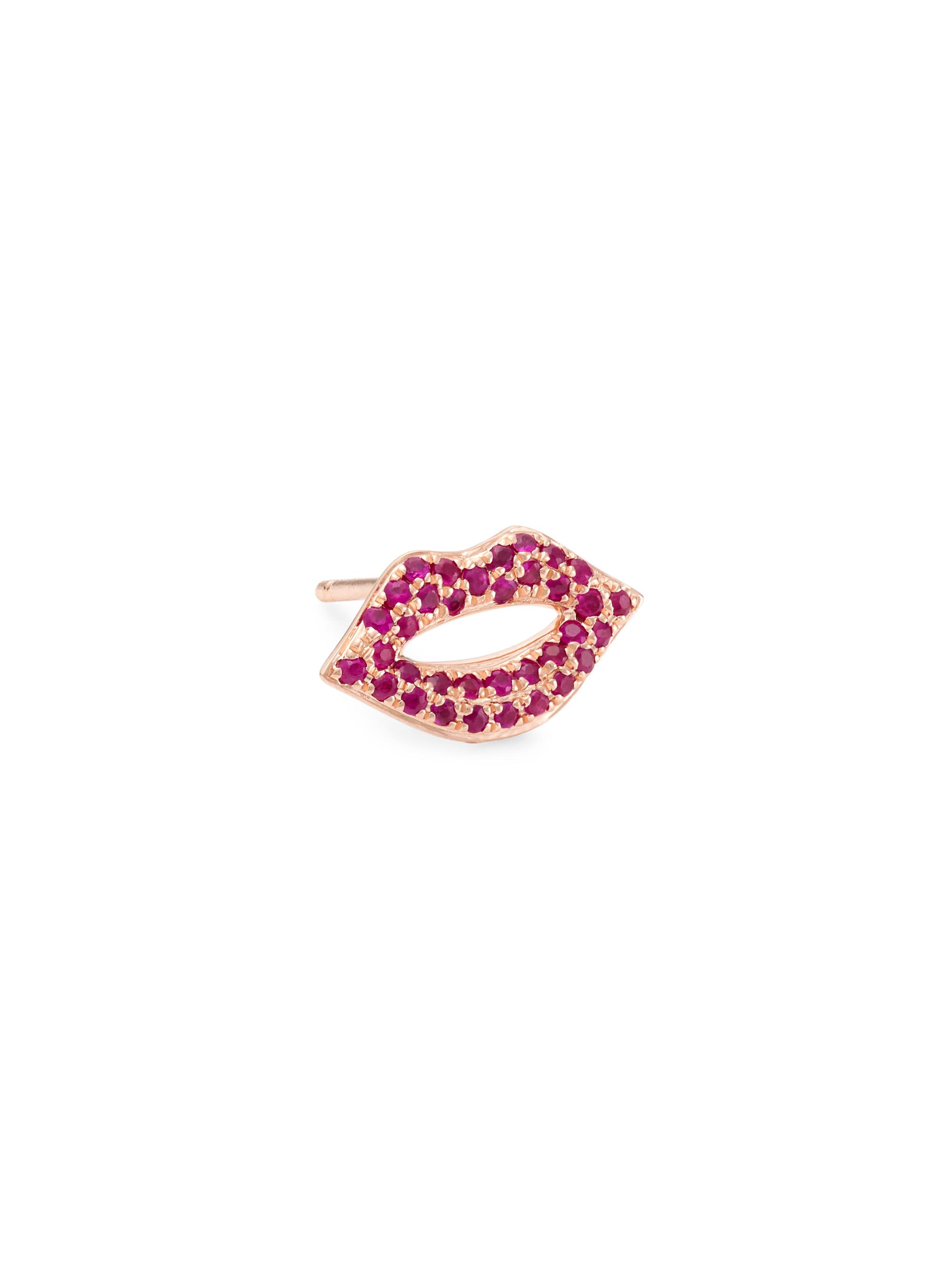 Sydney Evan Women's 14K Rose Gold Ruby Lip Stud - Ruby