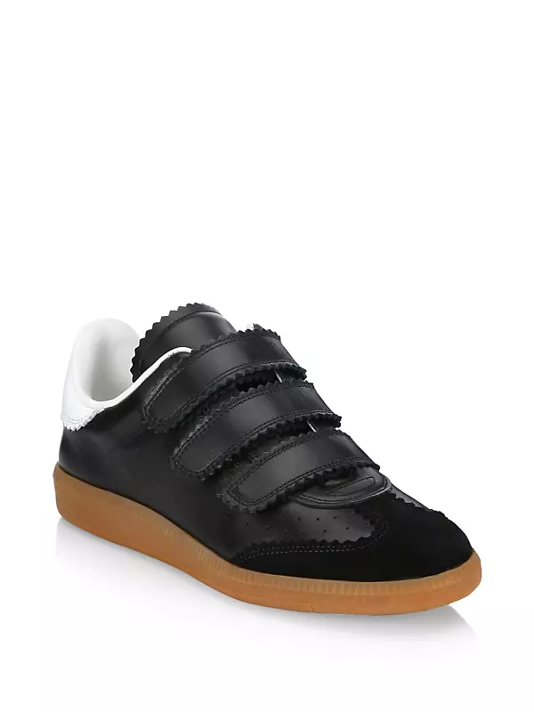 Shop Isabel Marant Grip-Tape Leather Sneakers | Saks