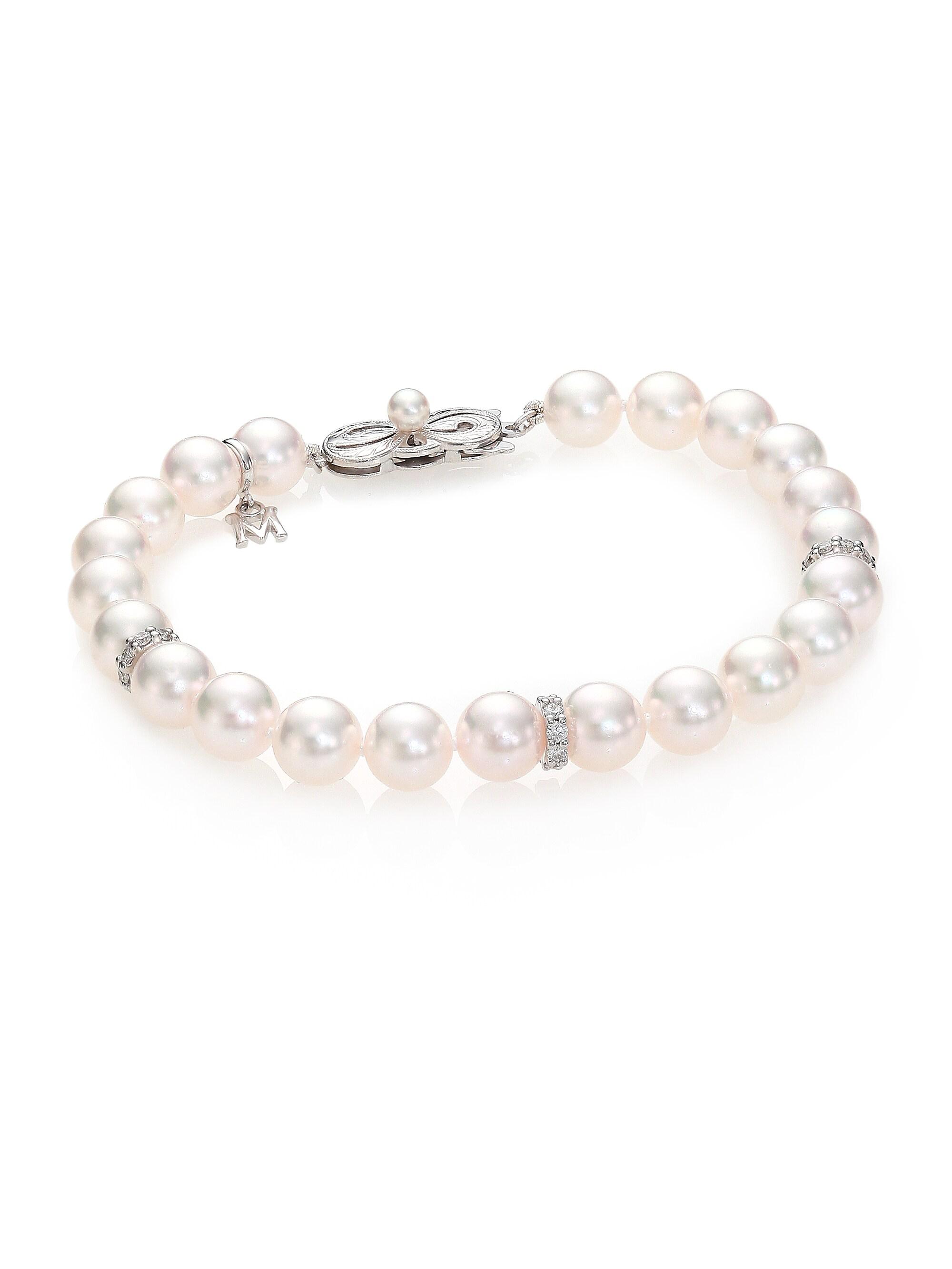 Mikimoto Women's Akoya 7MM-7.5MM Pearl & 18K White Gold Bracelet