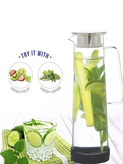 Grosche Bali Glass Infused Water Pitcher & Glassware Gift Set - Clear