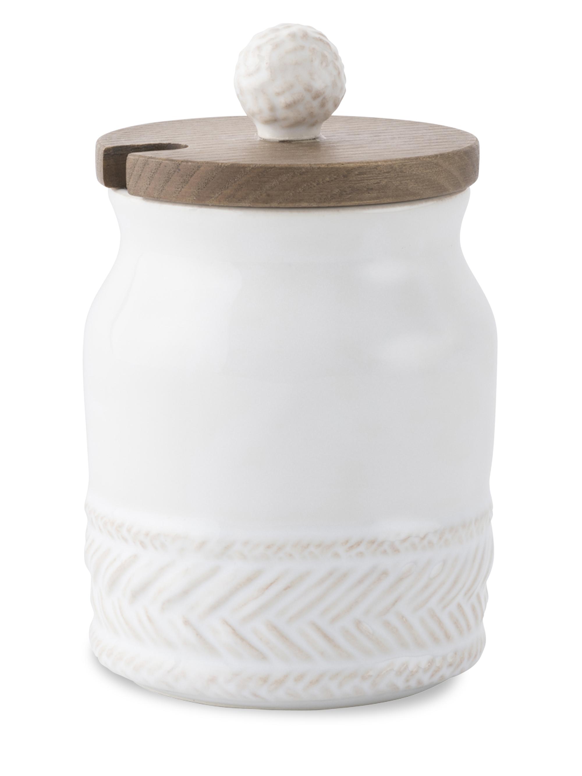 Juliska Le Panier Sugar Bowl With Wooden Lid - White