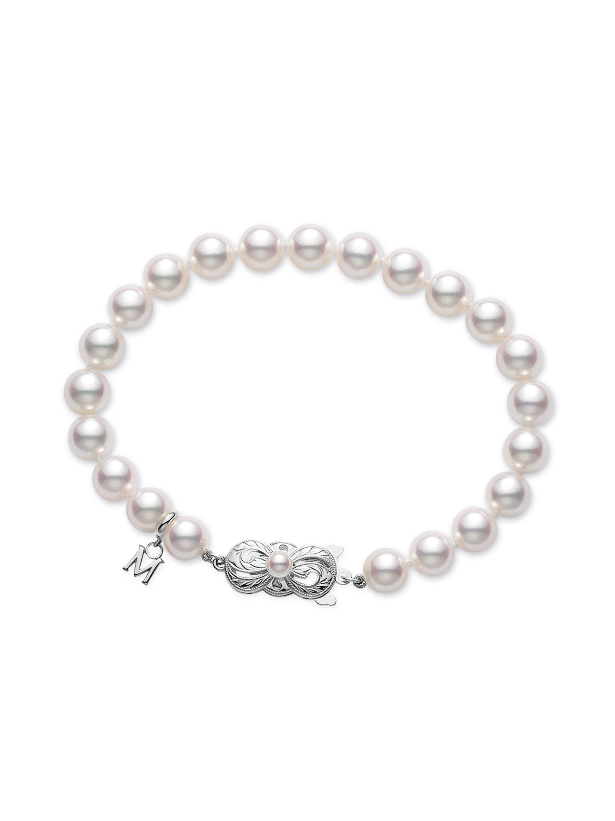 Mikimoto Women's 6.5MM-7MM White Cultured Akoya Pearl & 18K White Gold Strand Bracelet - White Gold
