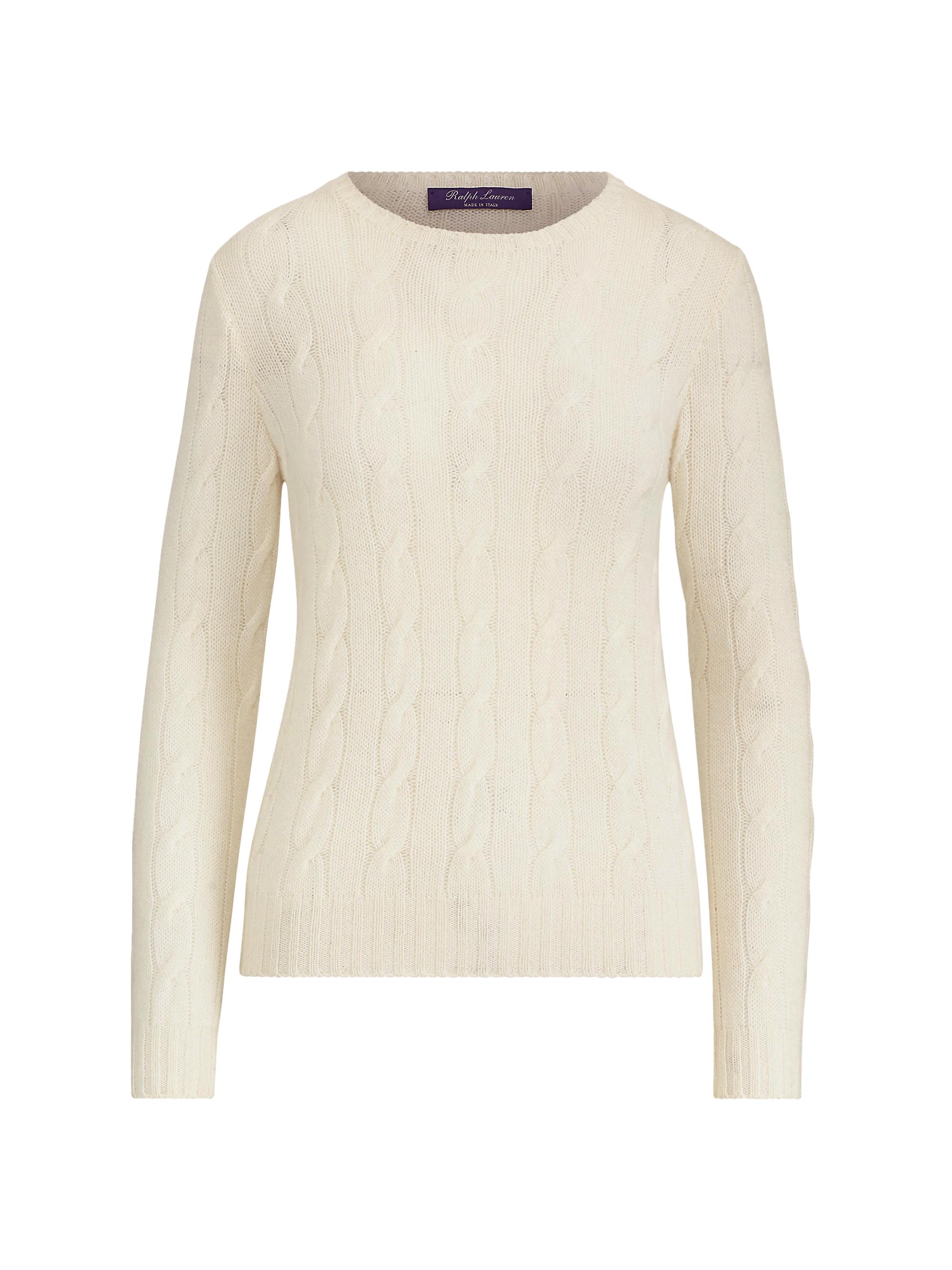 Ralph Lauren Collection Women's Iconic Style Cashmere Jersey Crewneck Sweater - Lux Cream