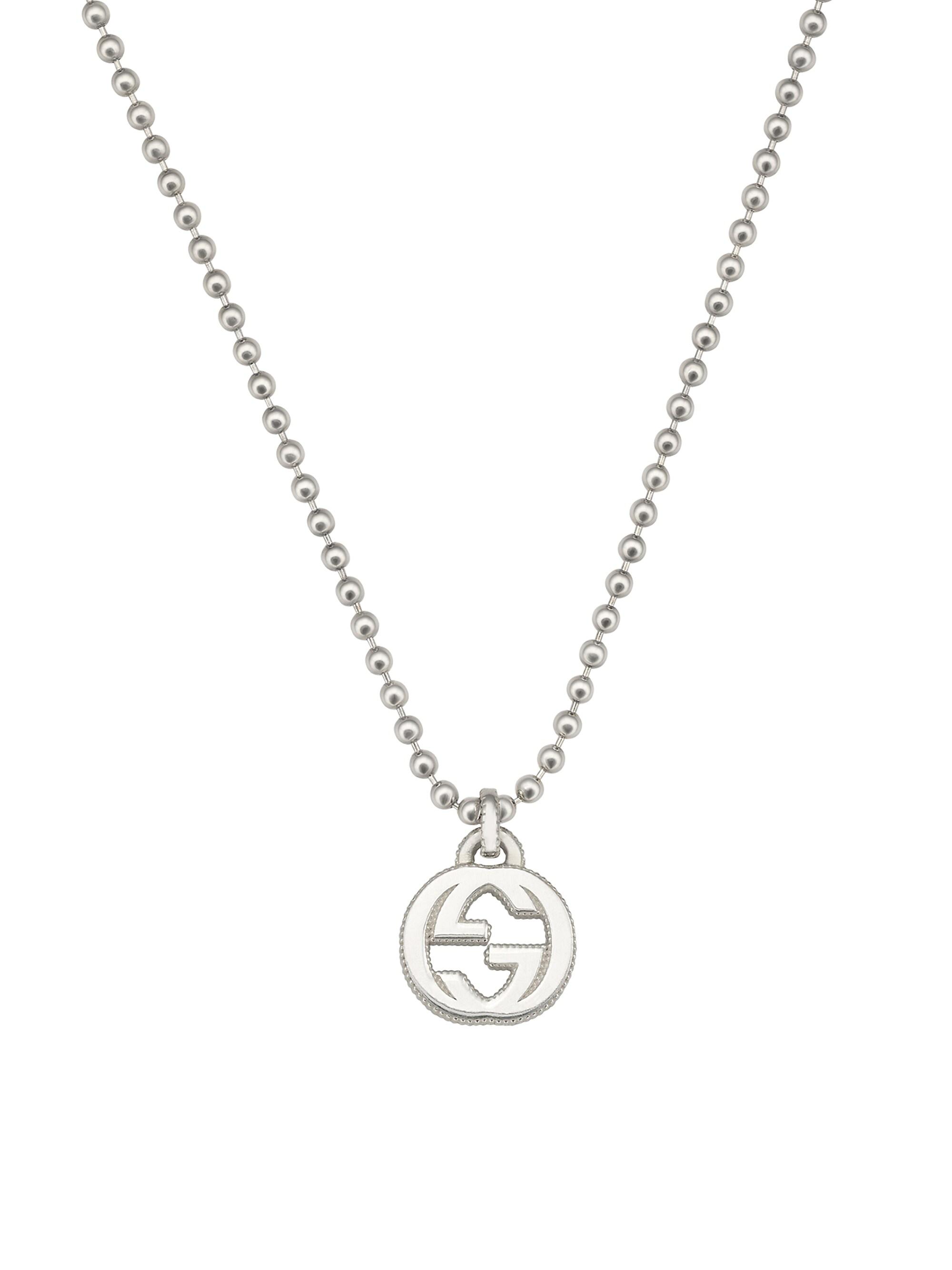 Gucci Men's Unisex Interlocking Sterling Silver Necklace - Silver