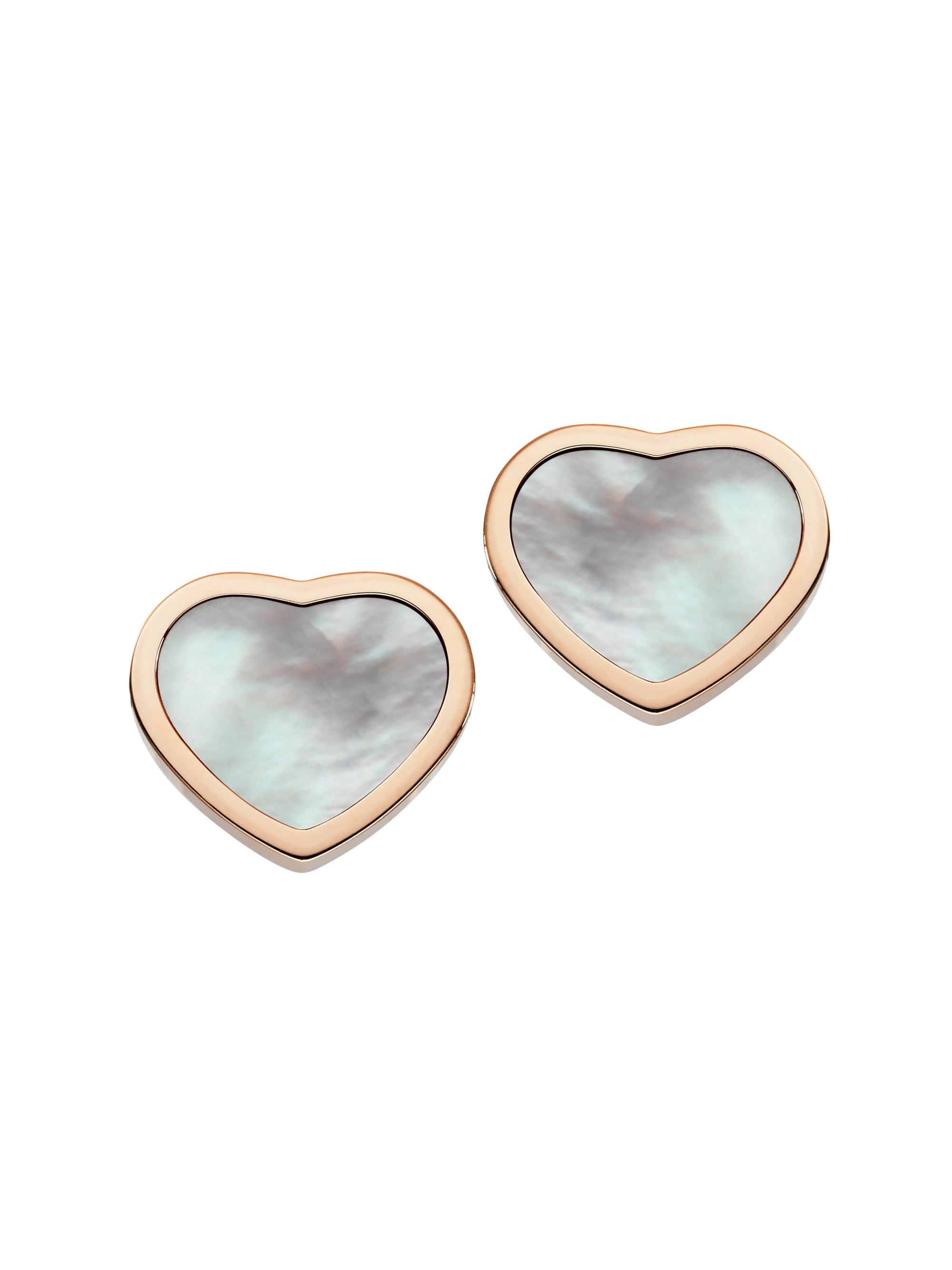 Chopard Women's Happy Hearts 18K Rose Gold & Mother-Of-Pearl Stud Earrings