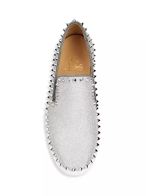 Christian Louboutin White Studded Leather Yacht Spikes Driver Loafers Size  37.5 Christian Louboutin