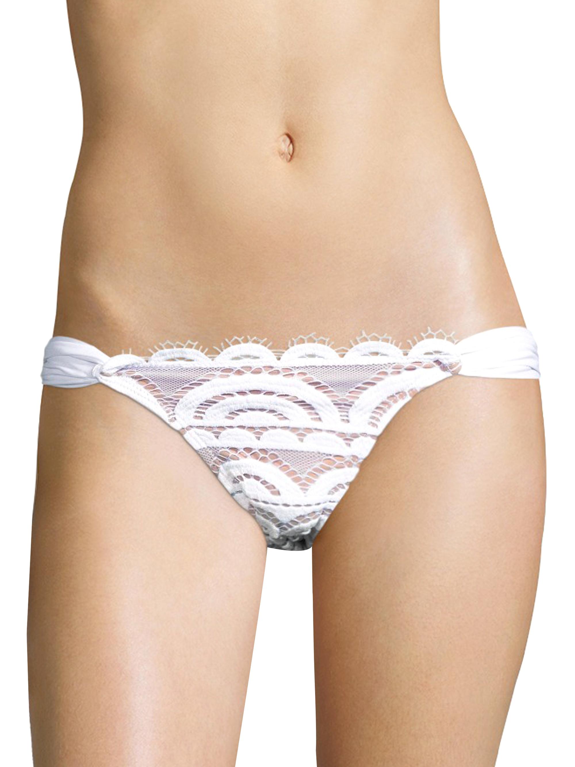 PQ Women's Water Lily Lace Bikini Bottom - White