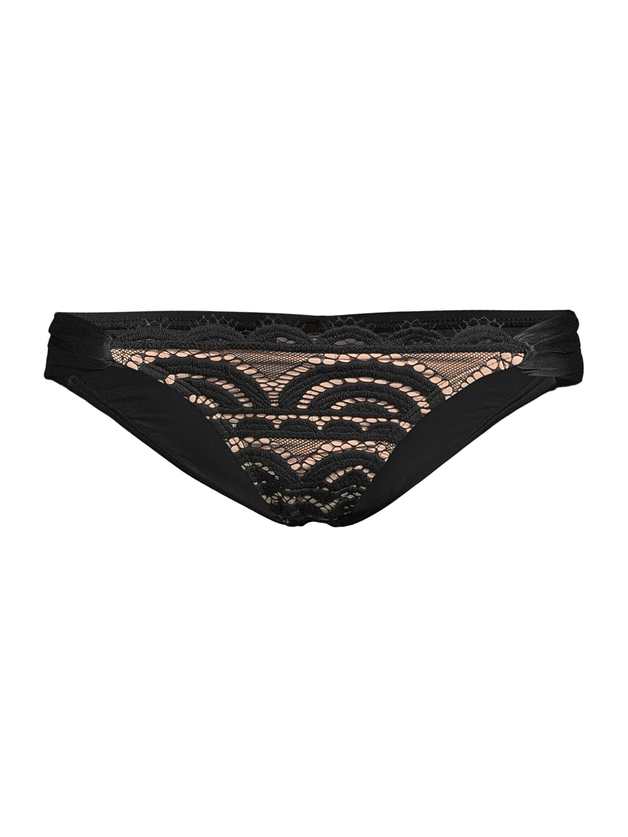 PQ Women's Fan Lace Full-Coverage Bikini Bottoms - Midnight
