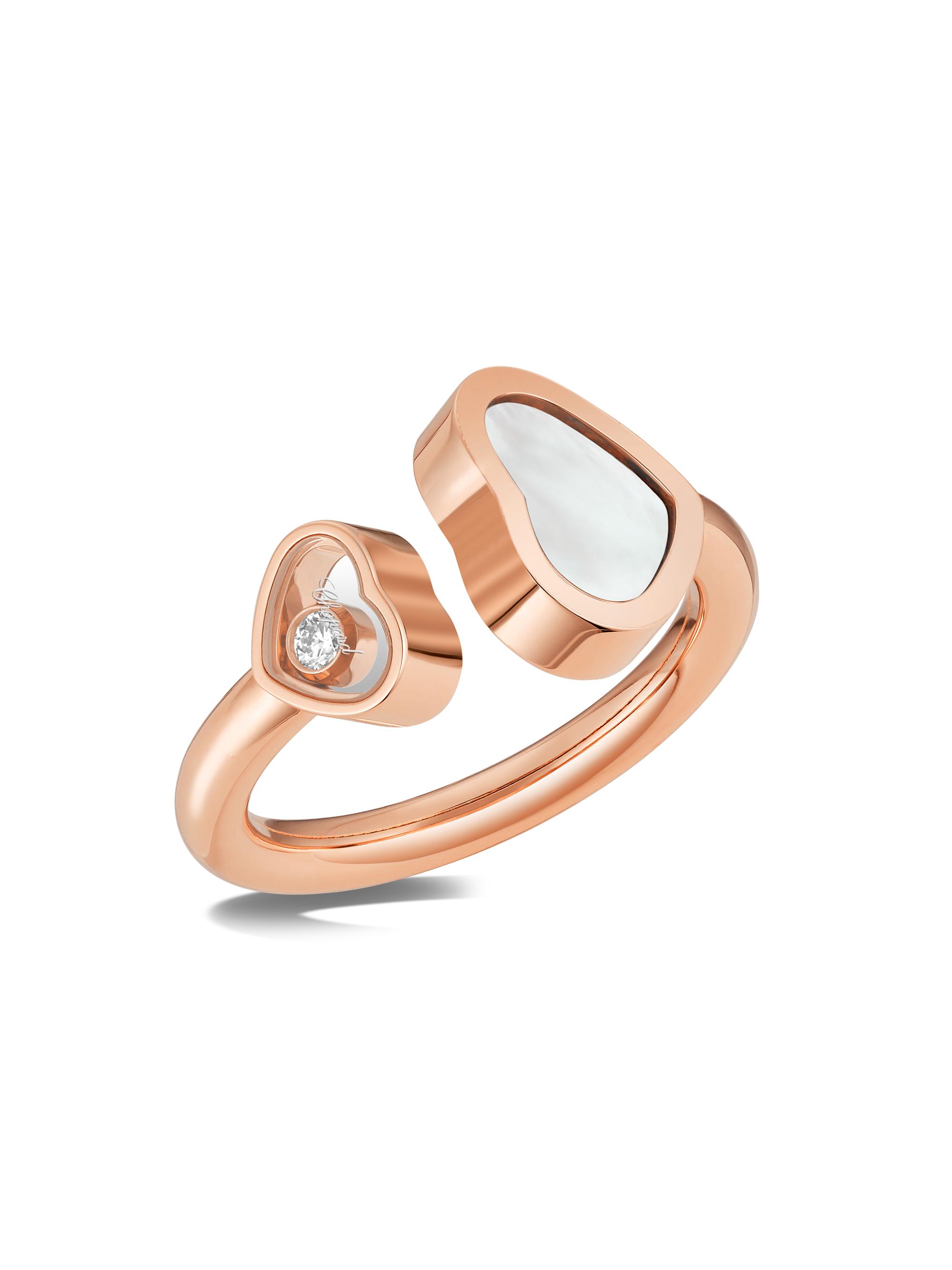 Chopard Women's Happy Hearts 18K Rose Gold, Diamond & Mother-Of-Pearl Ring