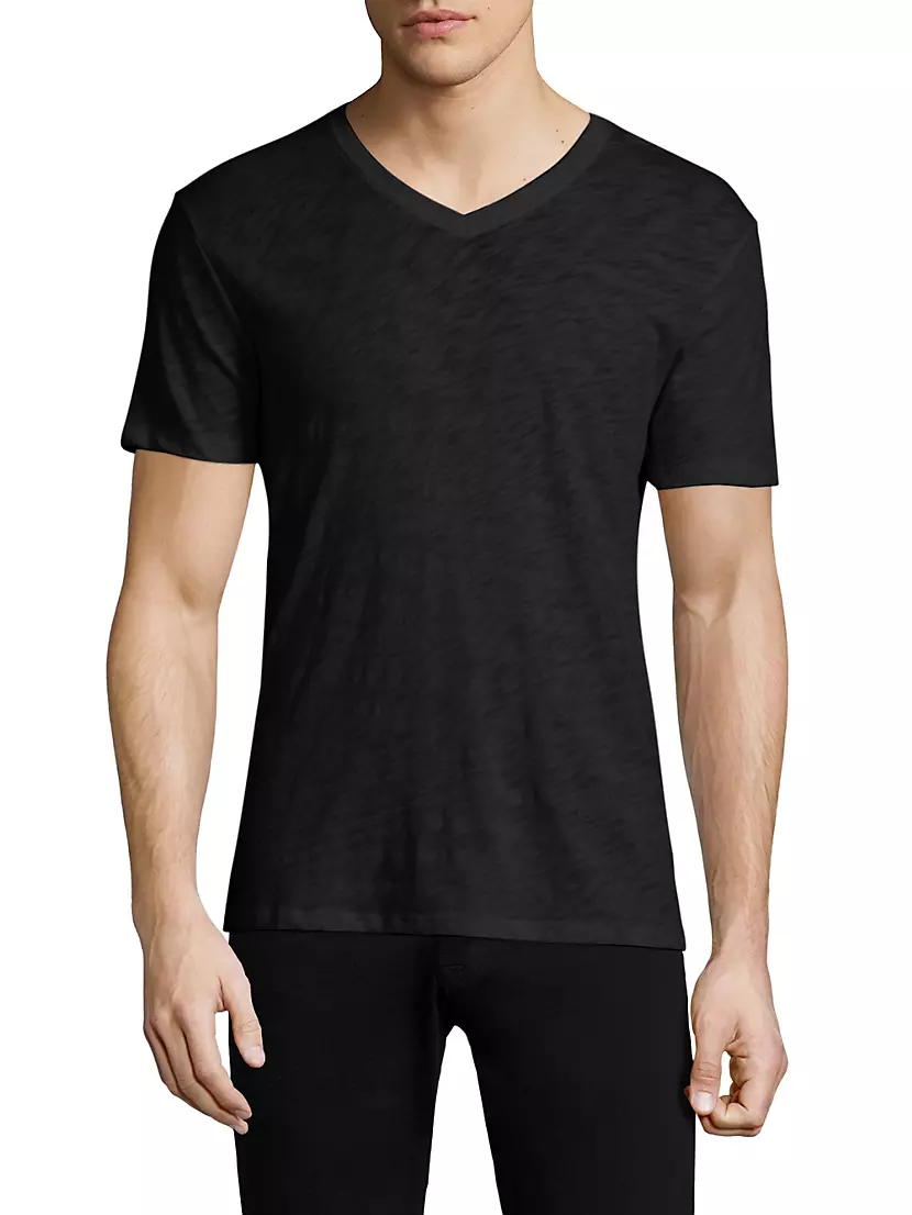 ATM Anthony Thomas Melillo Textured V-Neck Cotton T-Shirt