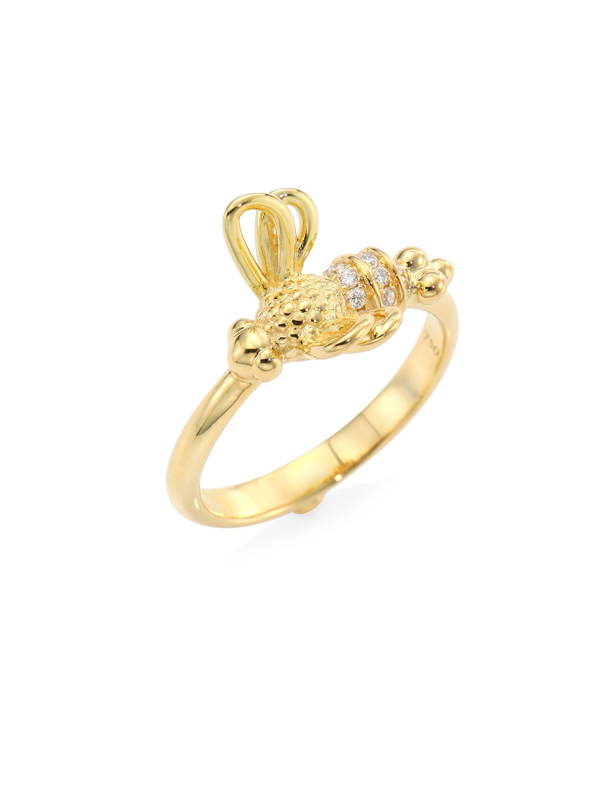 Temple St. Clair Women's Garden of Earthly Delights Diamond & 18K Yellow Gold Bee Ring - Yellow Gold
