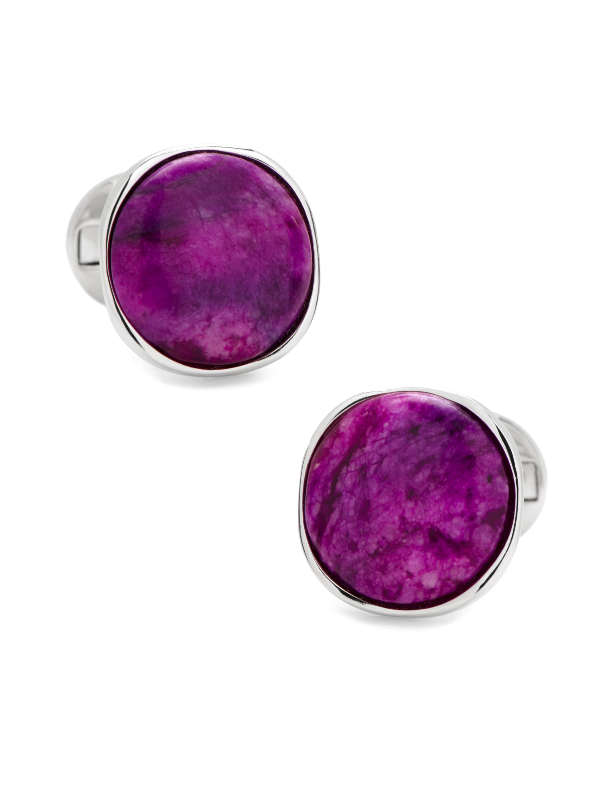 Cufflinks, Inc. Men's Round Galaxy Sterling Silver Cufflinks - Pink
