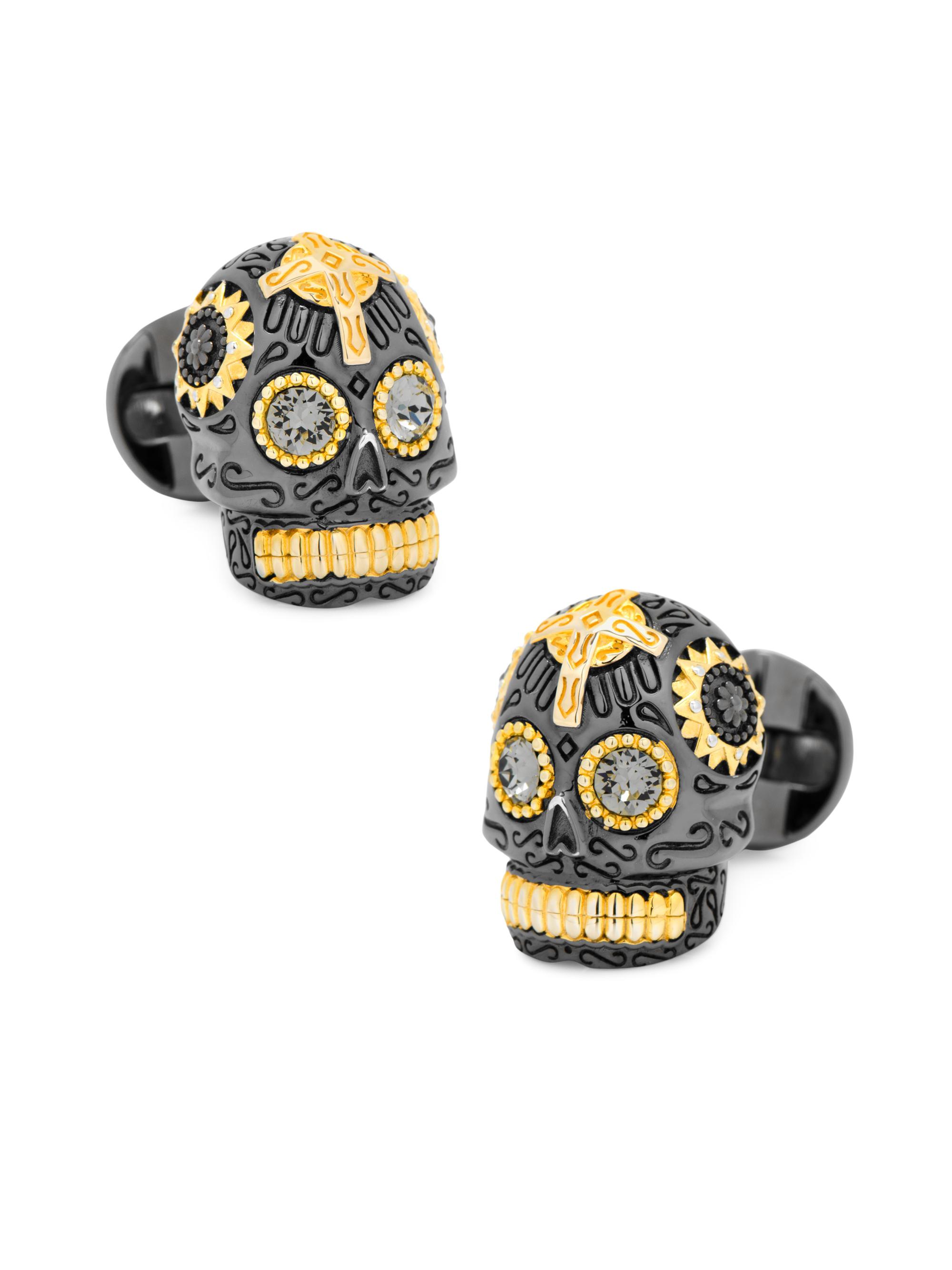 Cufflinks, Inc. Men's Day of the Dead Skull Sterling Silver Cufflinks - Grey