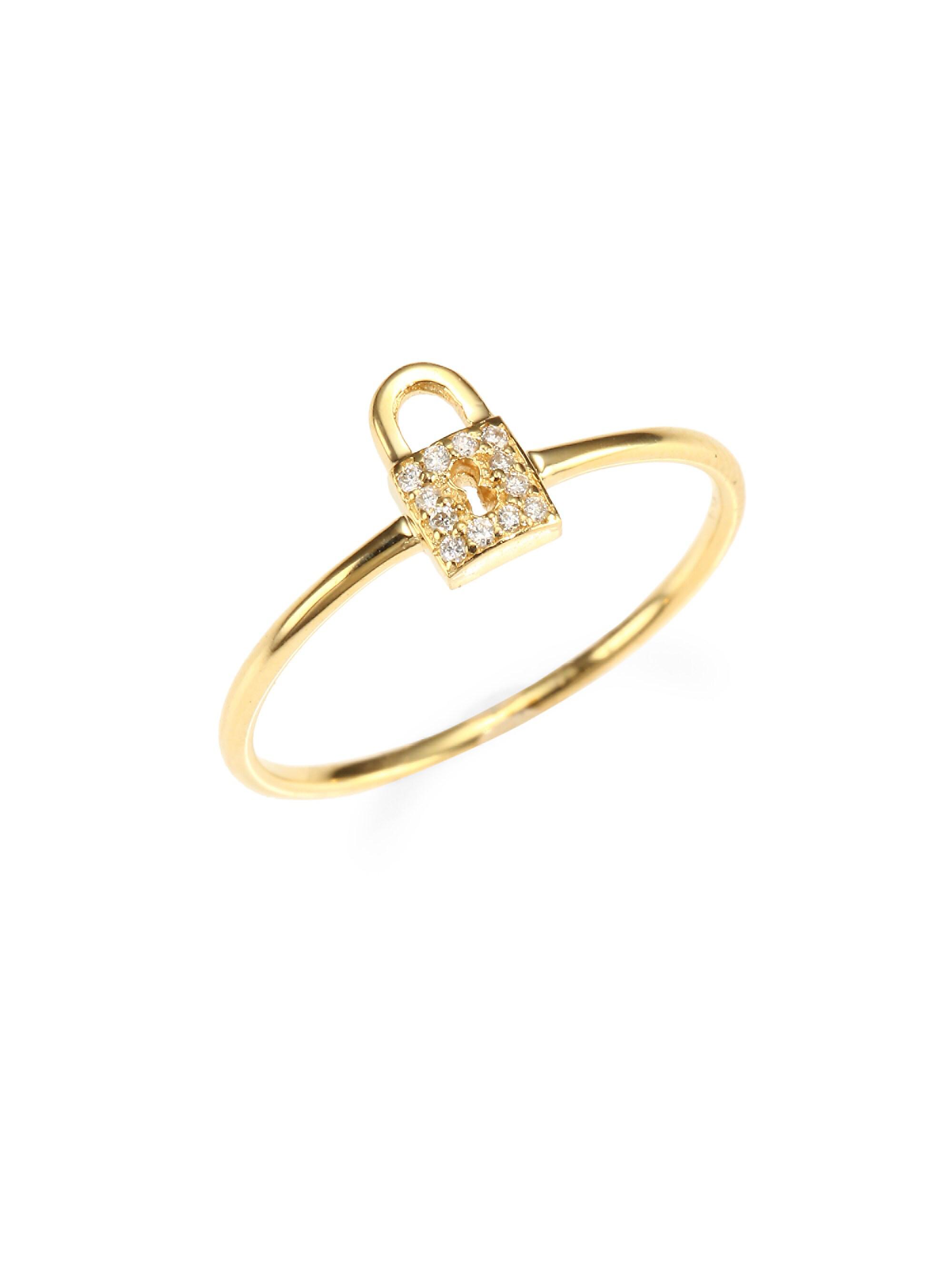 Sydney Evan Women's 14K Yellow Gold & Diamond Lock Ring - Yellow Gold