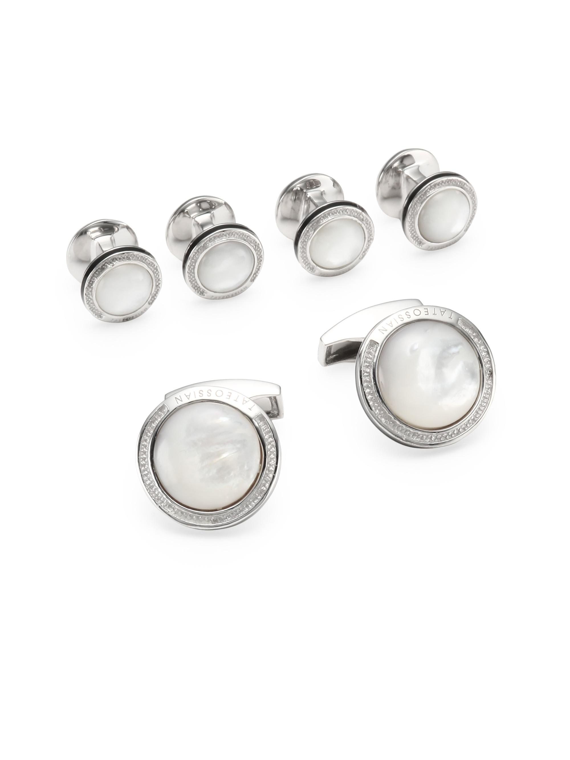 Tateossian Men's Six-Piece Round Shirt Studs and Cufflinks Set