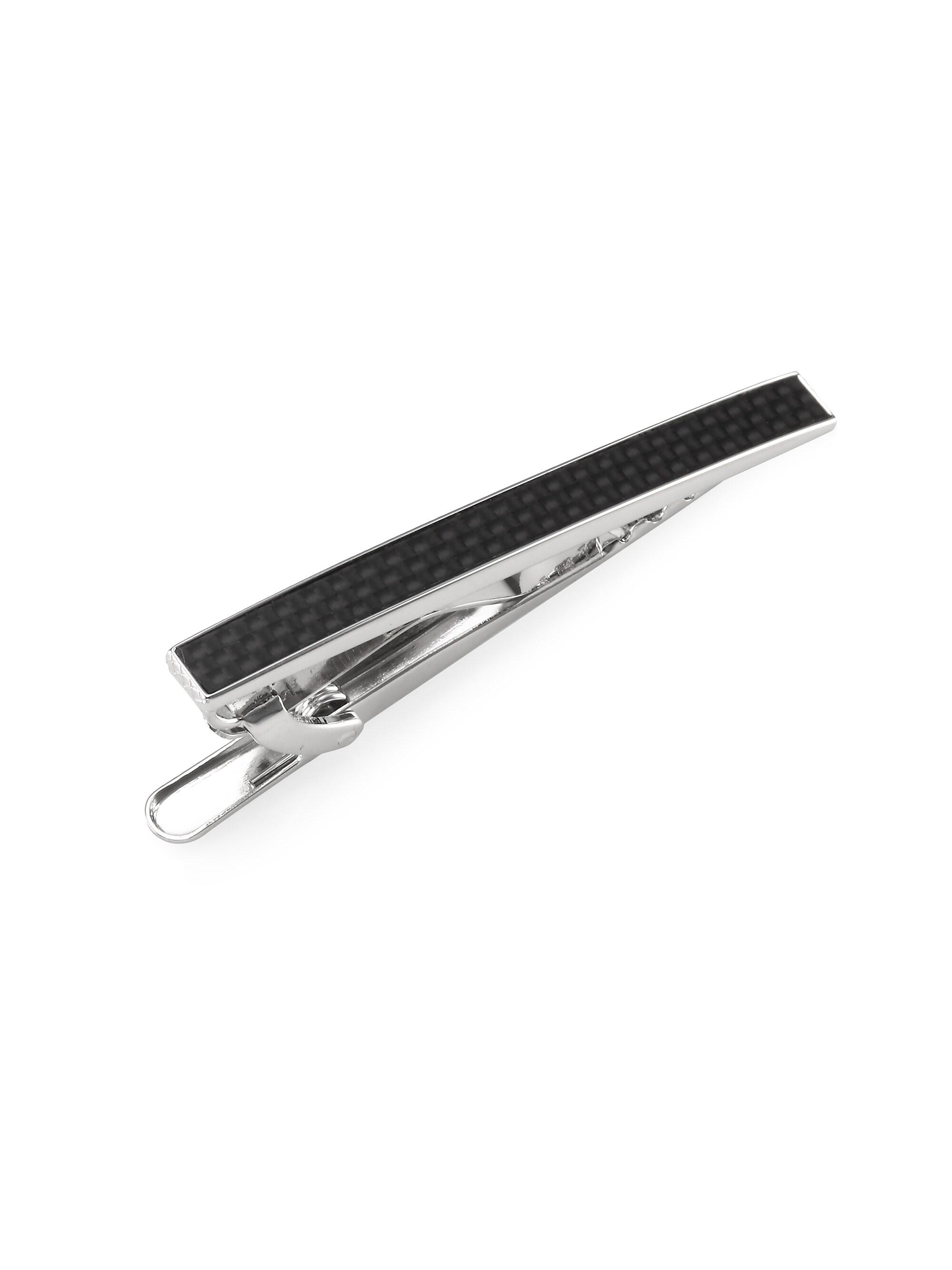 Tateossian Men's D-Shape Tie Bar - Black