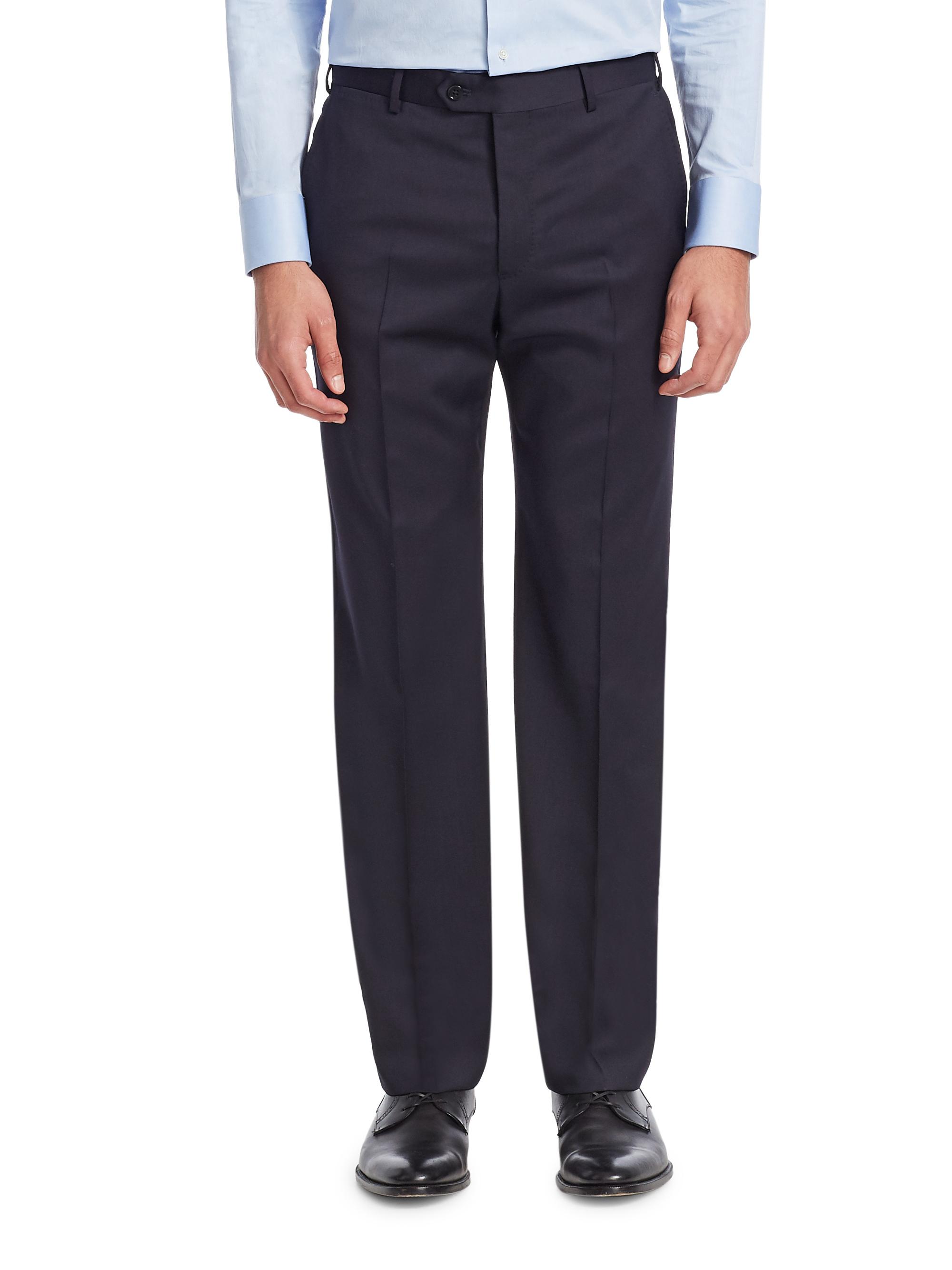 Emporio Armani Men's Navy Wool Trousers - Navy