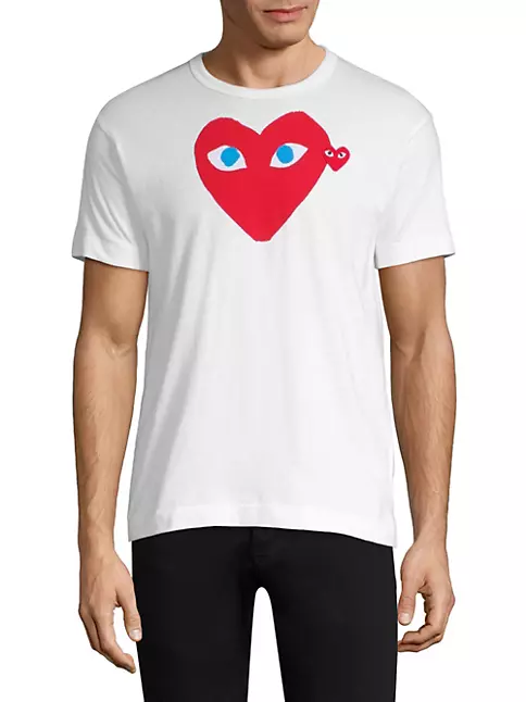 Comme des Garçons Play Men's Double Heart T-Shirt - Blue - Size Medium