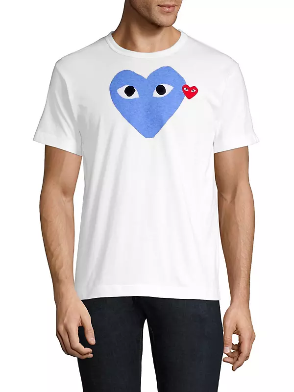 Comme des Garçons Play Men's Double Heart T-Shirt - Blue - Size Medium