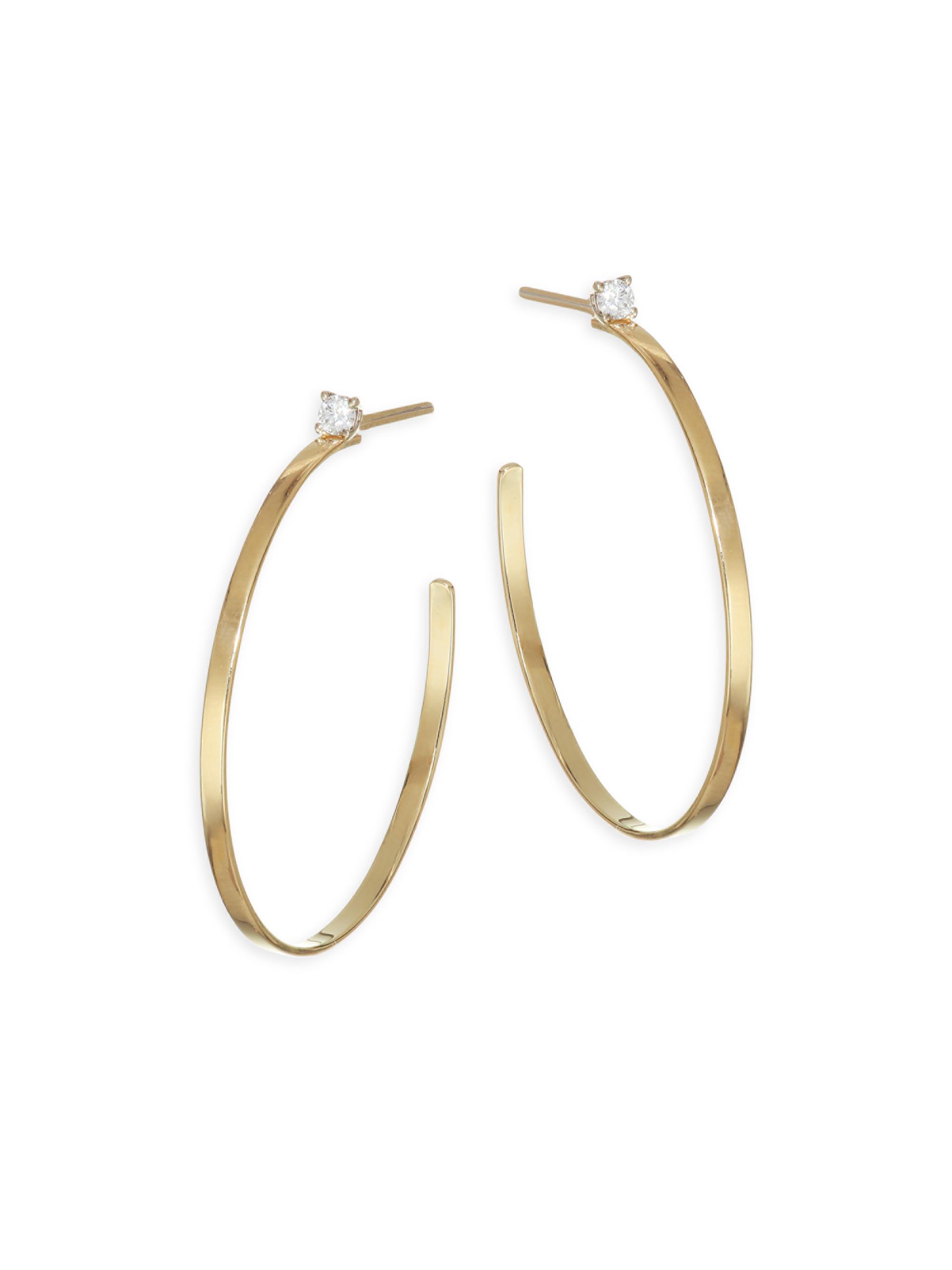 Lana Sunrise Diamond Post Hoop Earrings - Yellow Gold