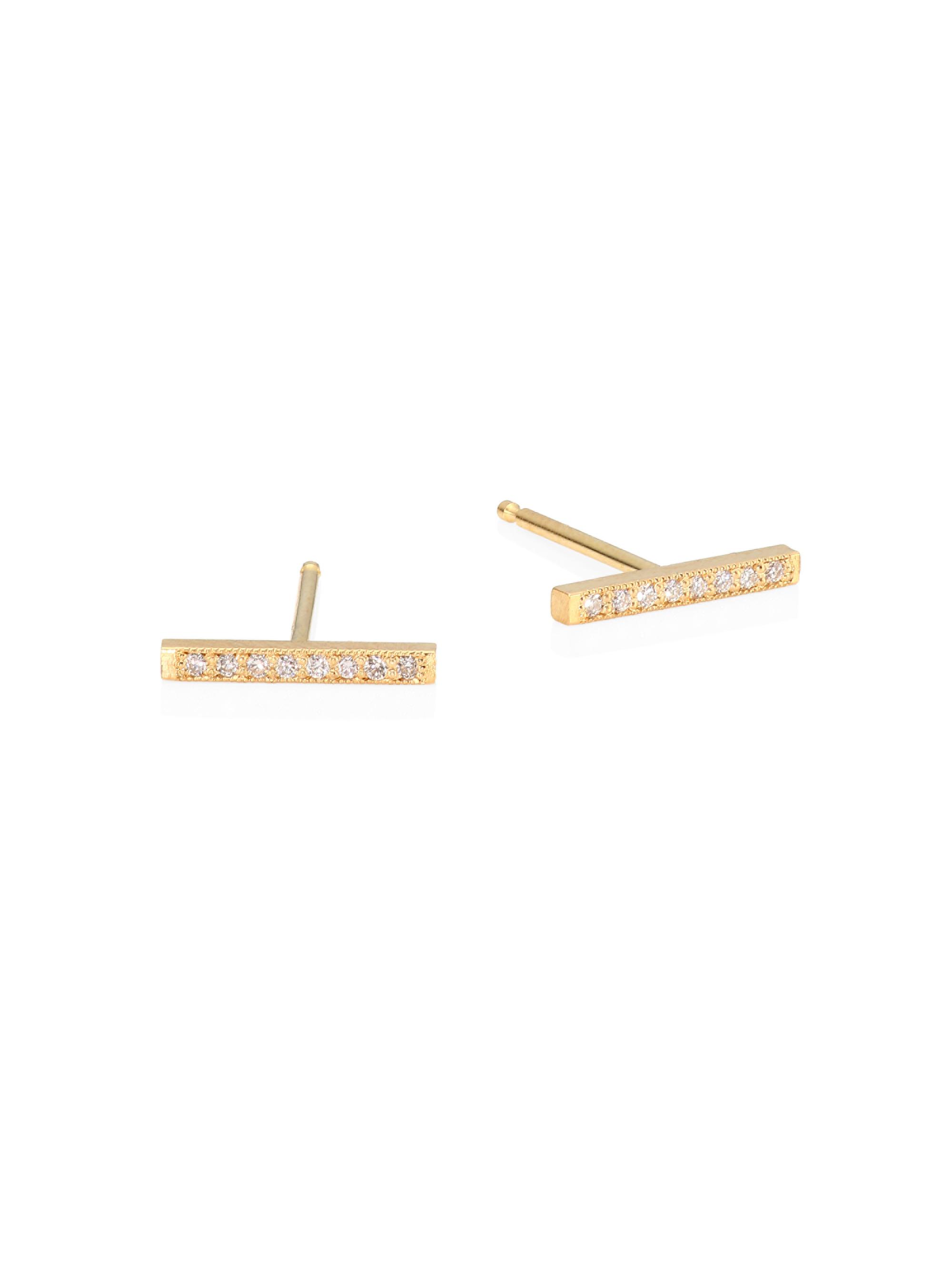 ZOE CHICCO Women's Pavé Diamond 14K Gold Bar Studs - Yellow Gold