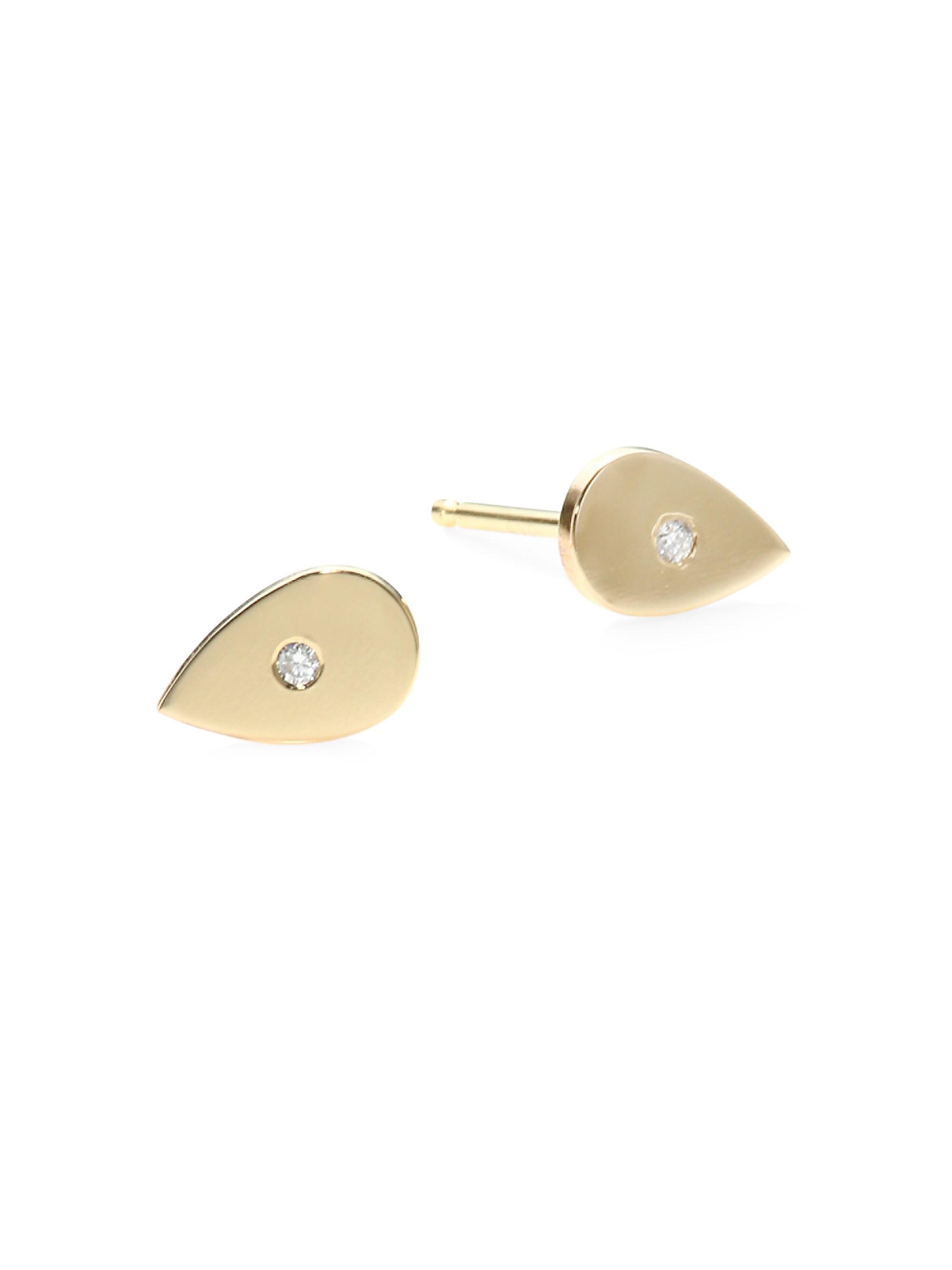 Zoë Chicco Women's 14K Yellow Gold & Diamond Tear Stud Earrings - Yellow Gold