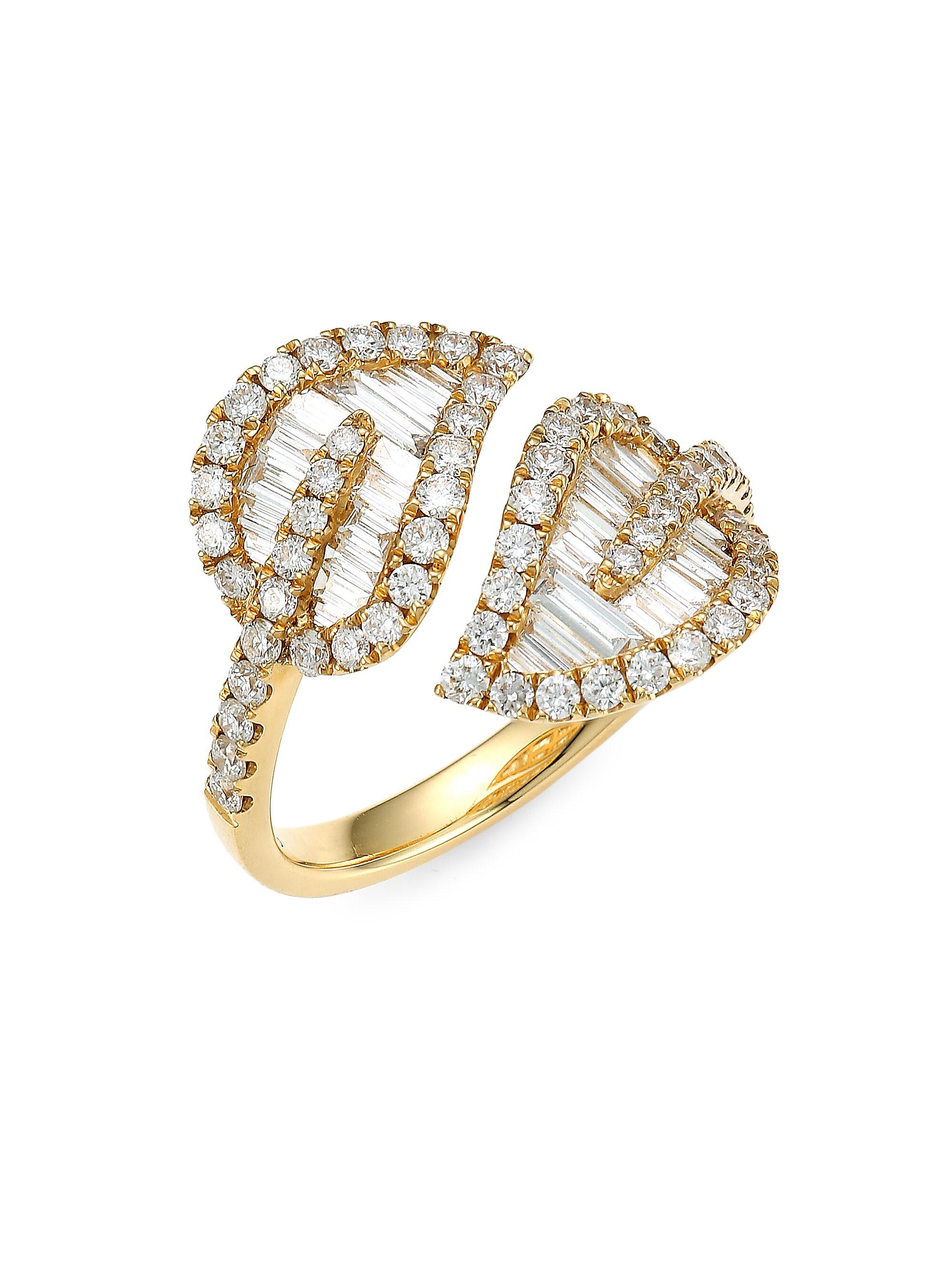 Anita Ko Women's Medium 18K Yellow Gold & Baguette Leaf Diamond Ring - Yellow Gold