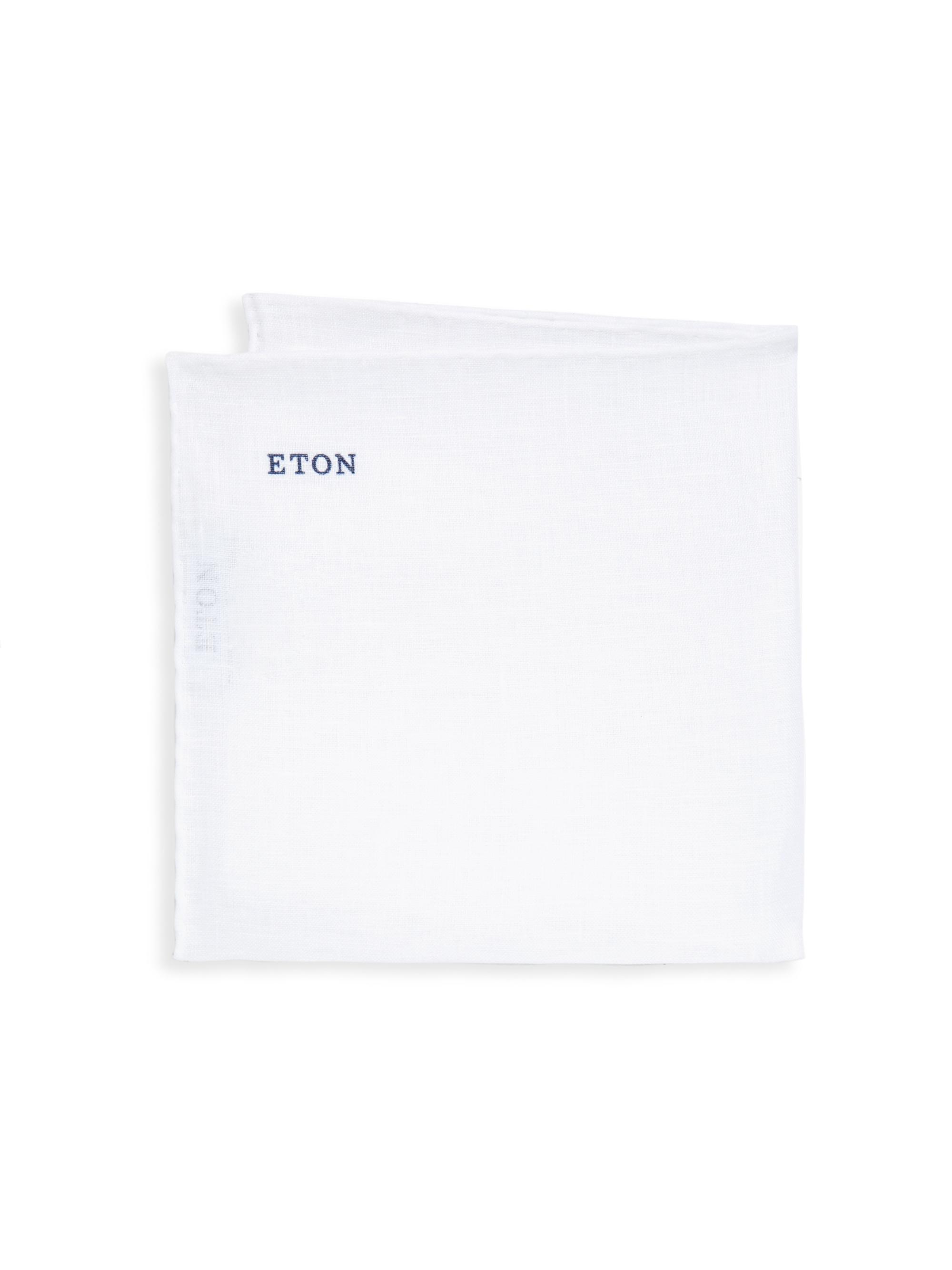 Eton Men's White Linen Pocket Square - White
