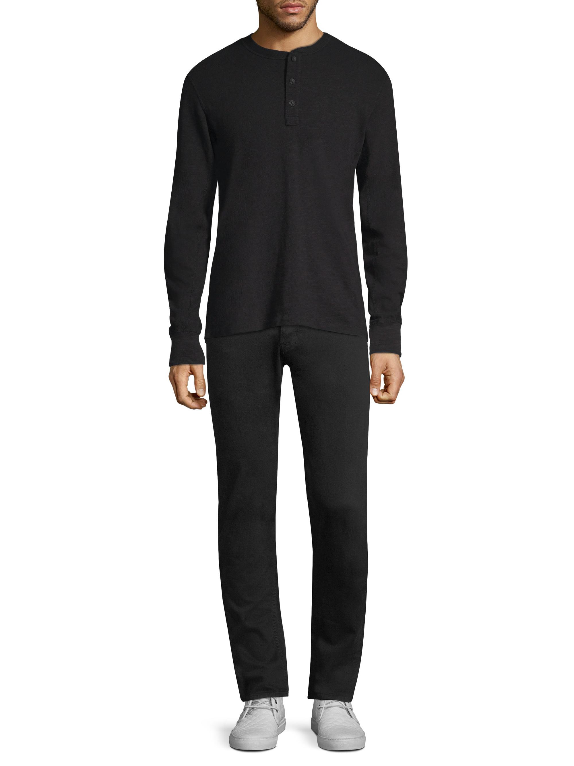Vetemin Men's Henley T-Shirt - Long Sleeve, Regular Fit, Pocket, Active Casual