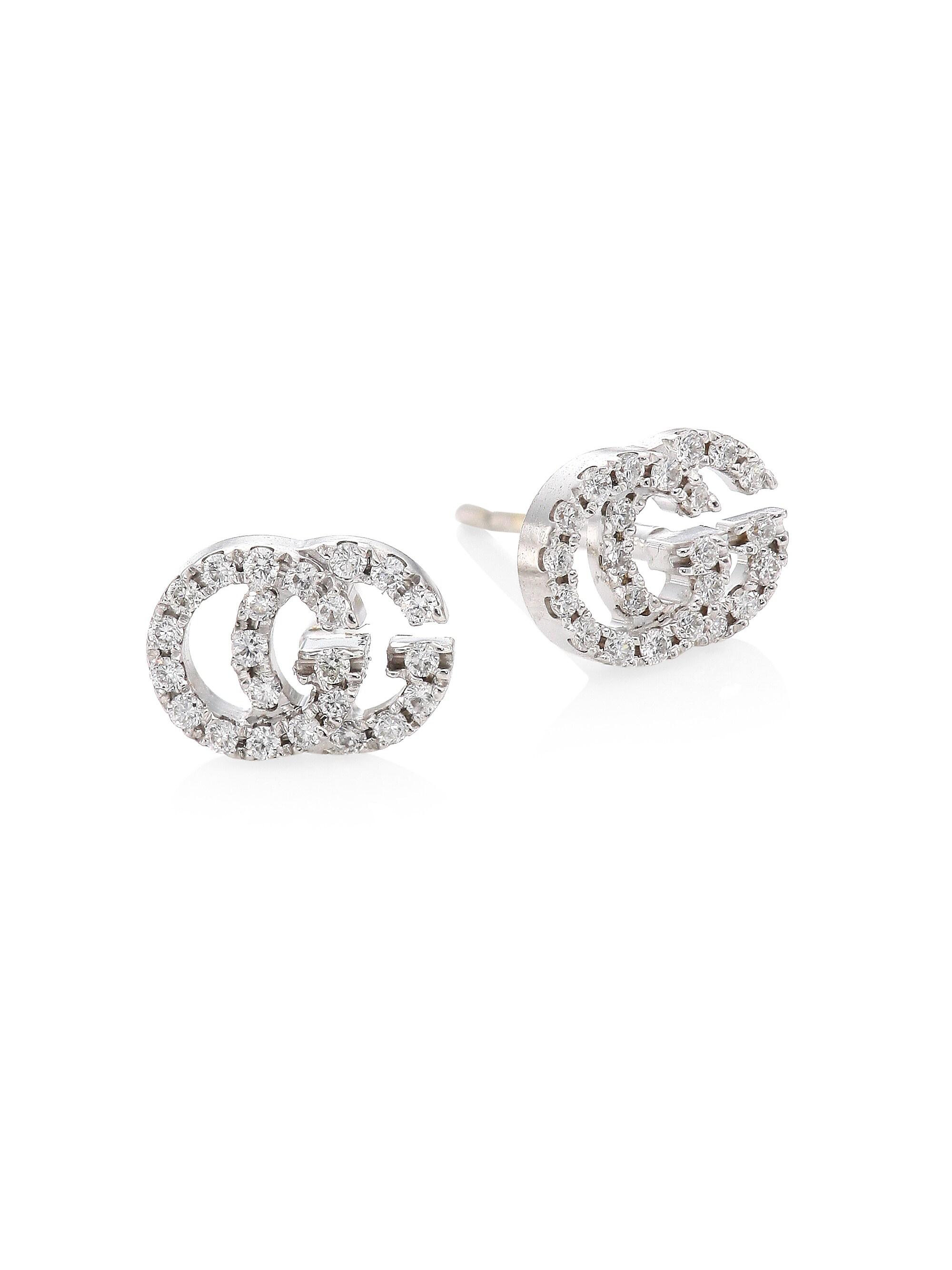 Gucci Women's 18K White Gold & Diamond Double G Studs - White Gold