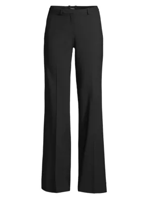 Theory Women's Demitria Wool-Blend Flared Pants - Black - Size 6